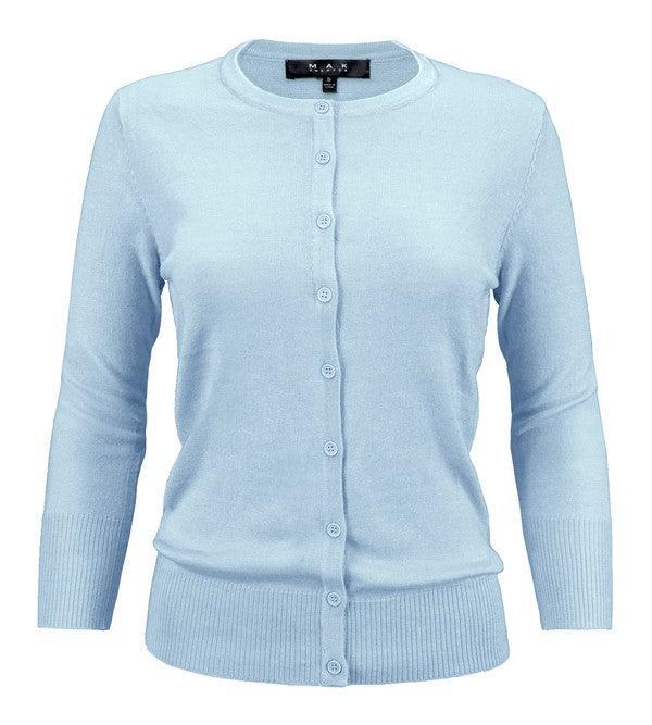 Crewneck Button Down Knit Cardigan Sweater Product Image