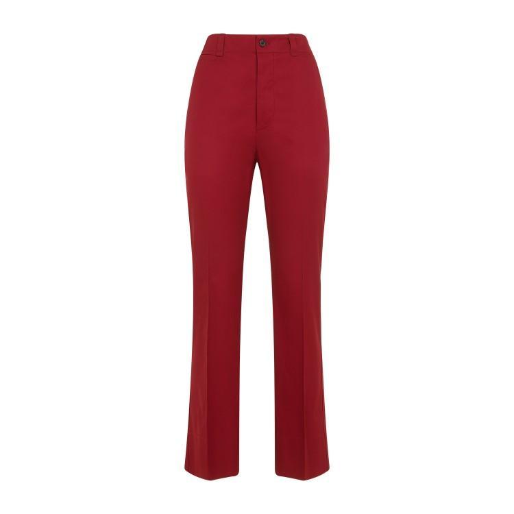 SAINT LAURENT Cotton-twill Straight-leg Pants In  Rouge Fonce Product Image