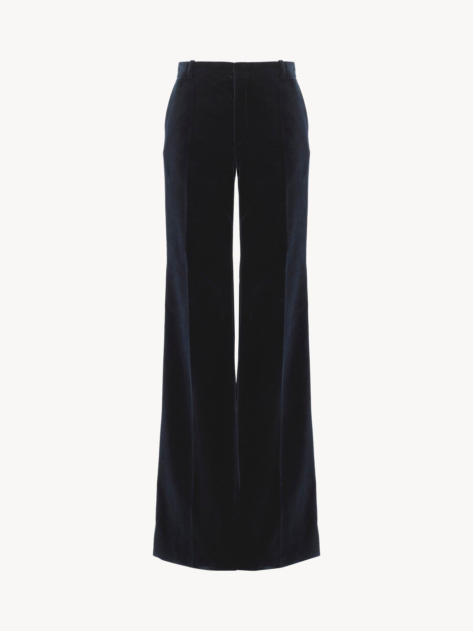 Flared tailored pants in velvet Product Image