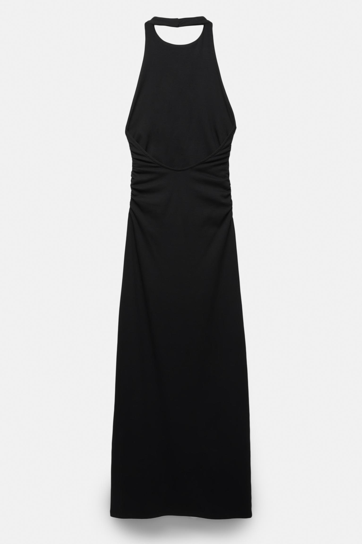 Gathered halter midi dress Product Image