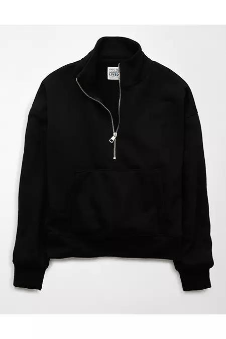 AE Everyday Luxe Quarter-Zip Sweatshirt Womens Product Image