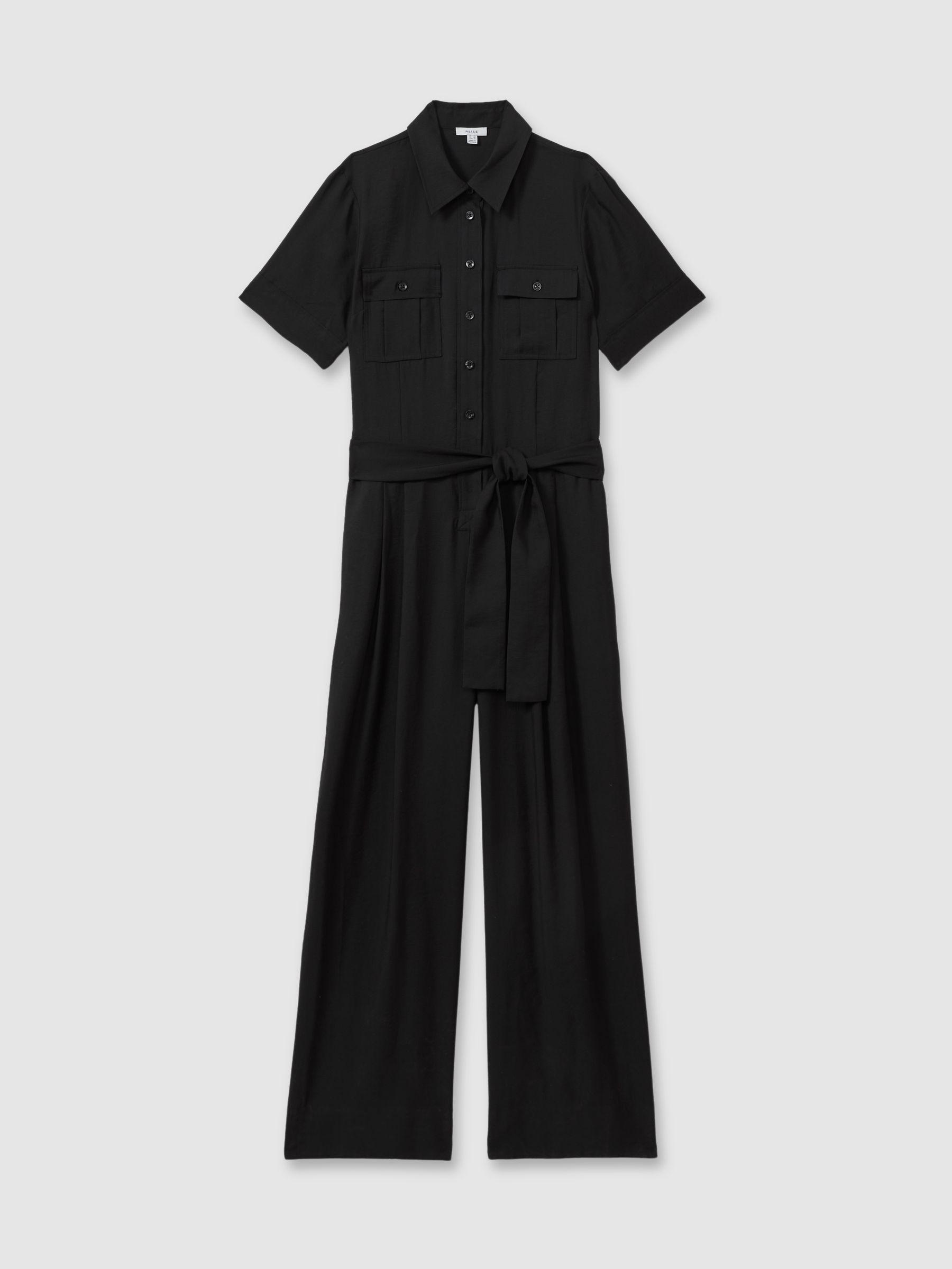 Joanie Black Belted Utility Wide Leg Jumpsuit Product Image