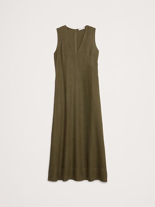 Linen V-Neck Maxi Dress Product Image