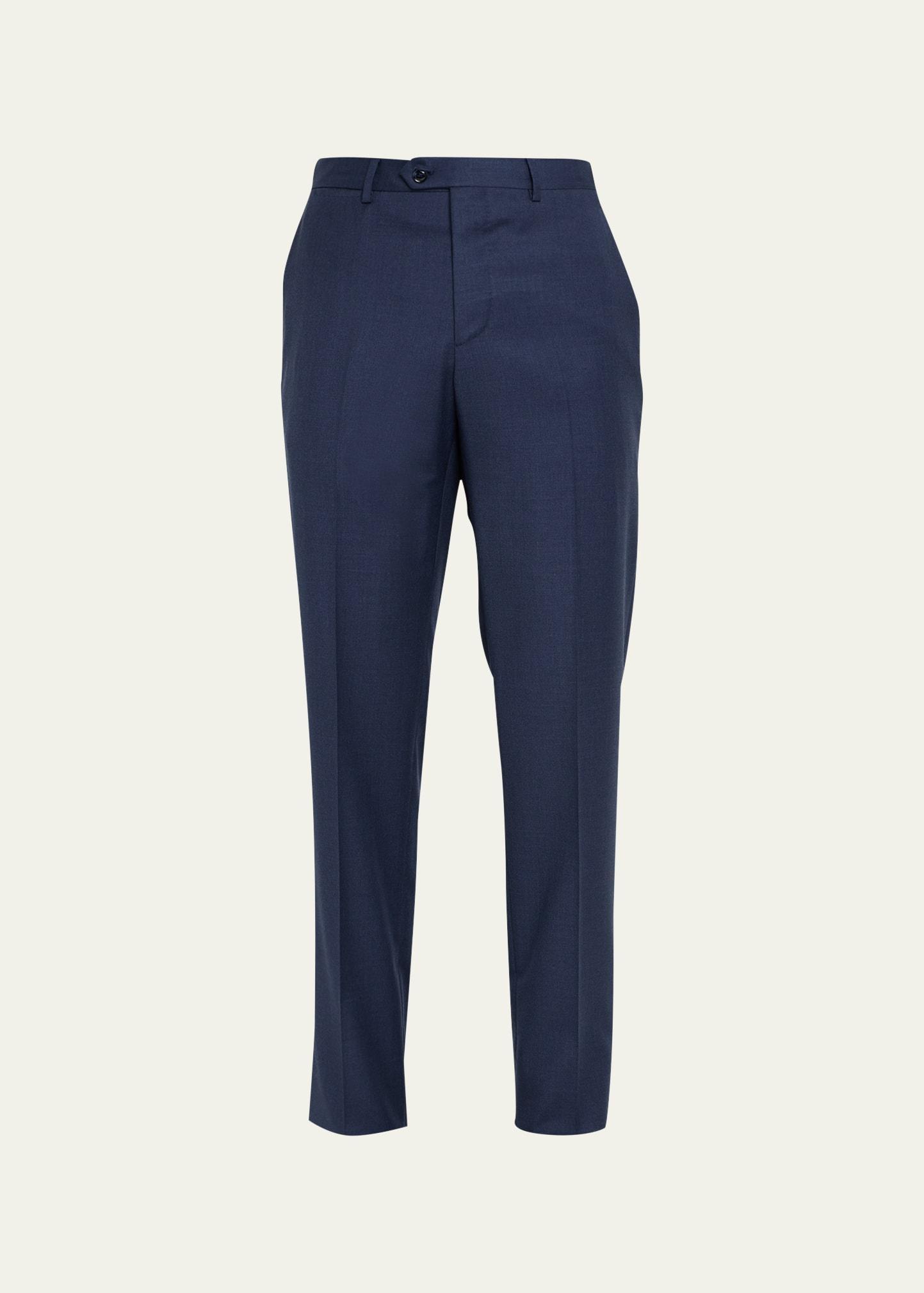 Mens Solid Wool Dress Pants Product Image