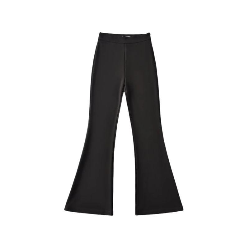 High Rise Plain Flared Pants Product Image