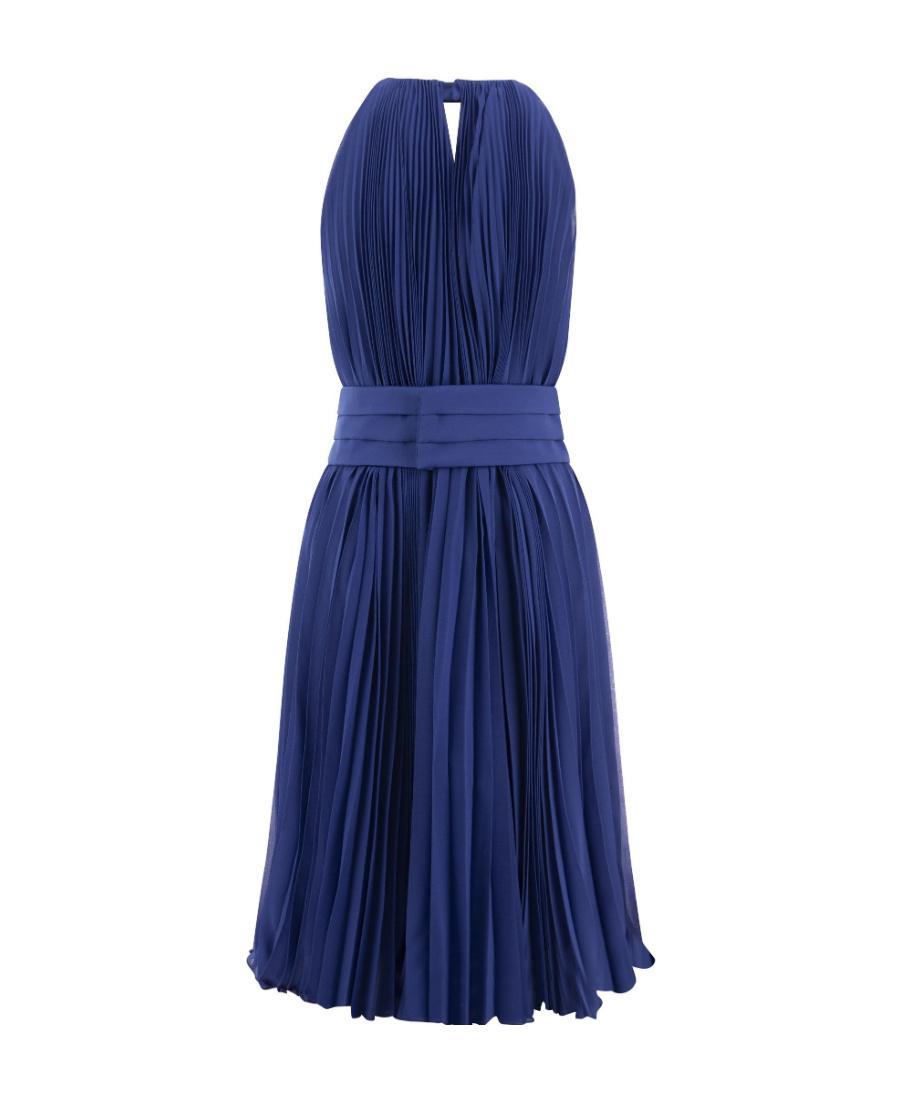 MAX MARA Sleeveless Pleated Dress In Blue Product Image