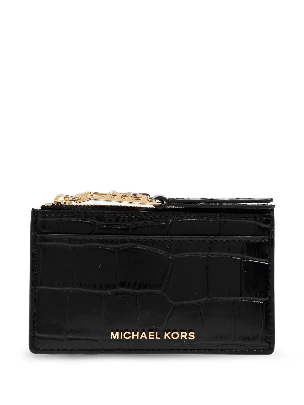 MICHAEL KORS Crocodile-embossed Cardholder In Black Product Image