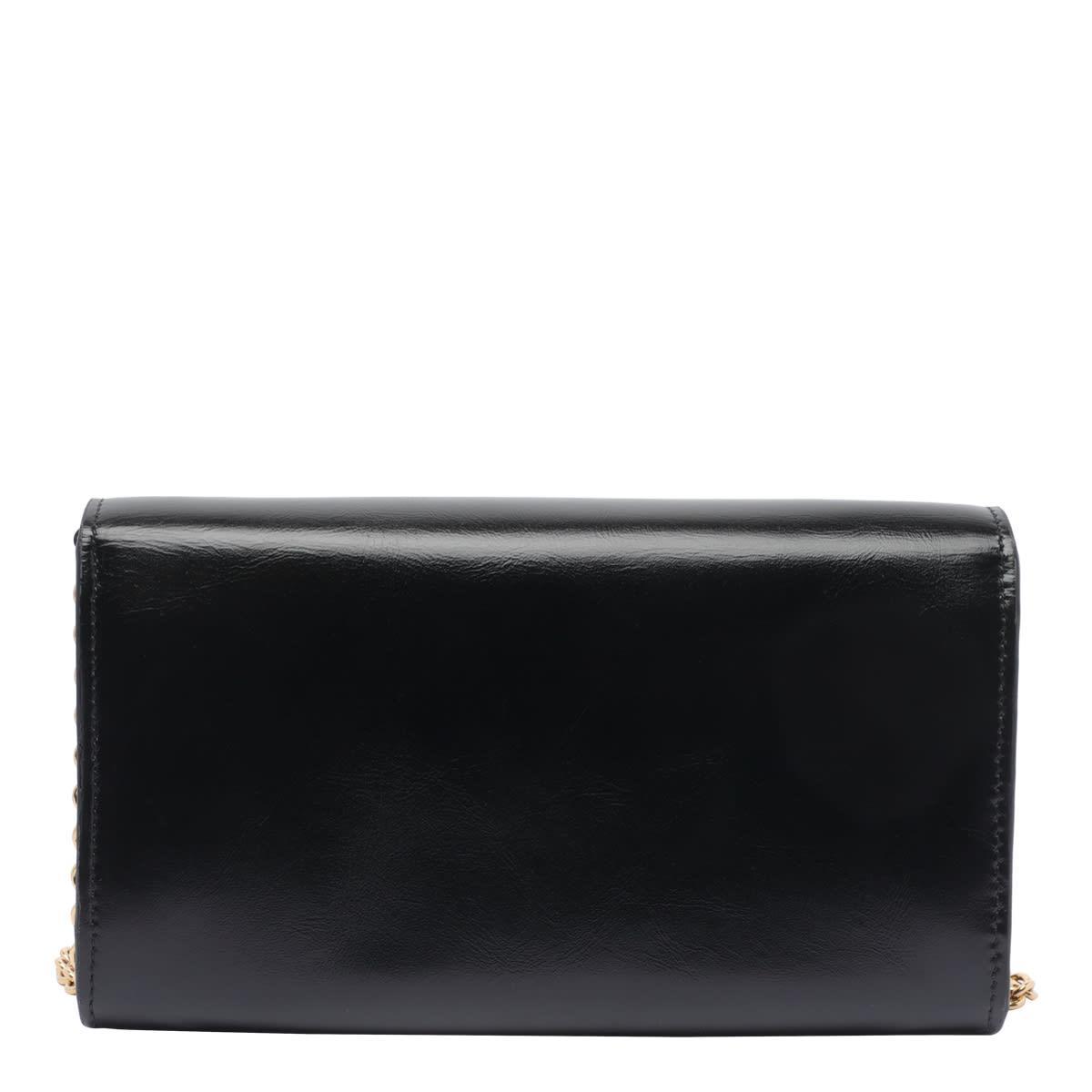 CHLOÉ Iconic Flap Wallet On Chain In Shiny Calfskin In Black Product Image