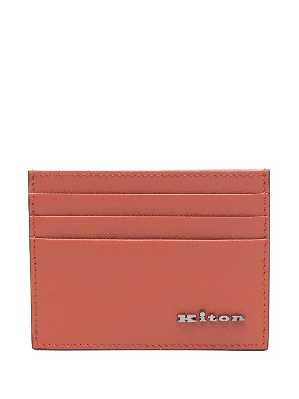 KITON Saffiano Leather Card Holder In Pink Product Image