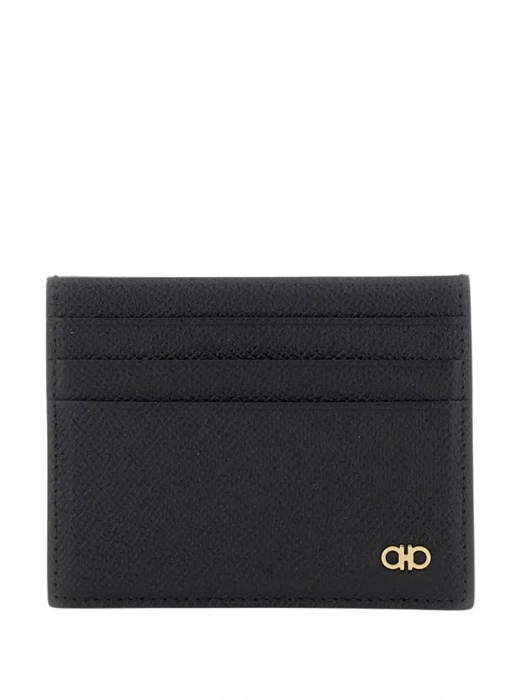 FERRAGAMO Salvatore  Black Card Holder With Micro Gancini Product Image