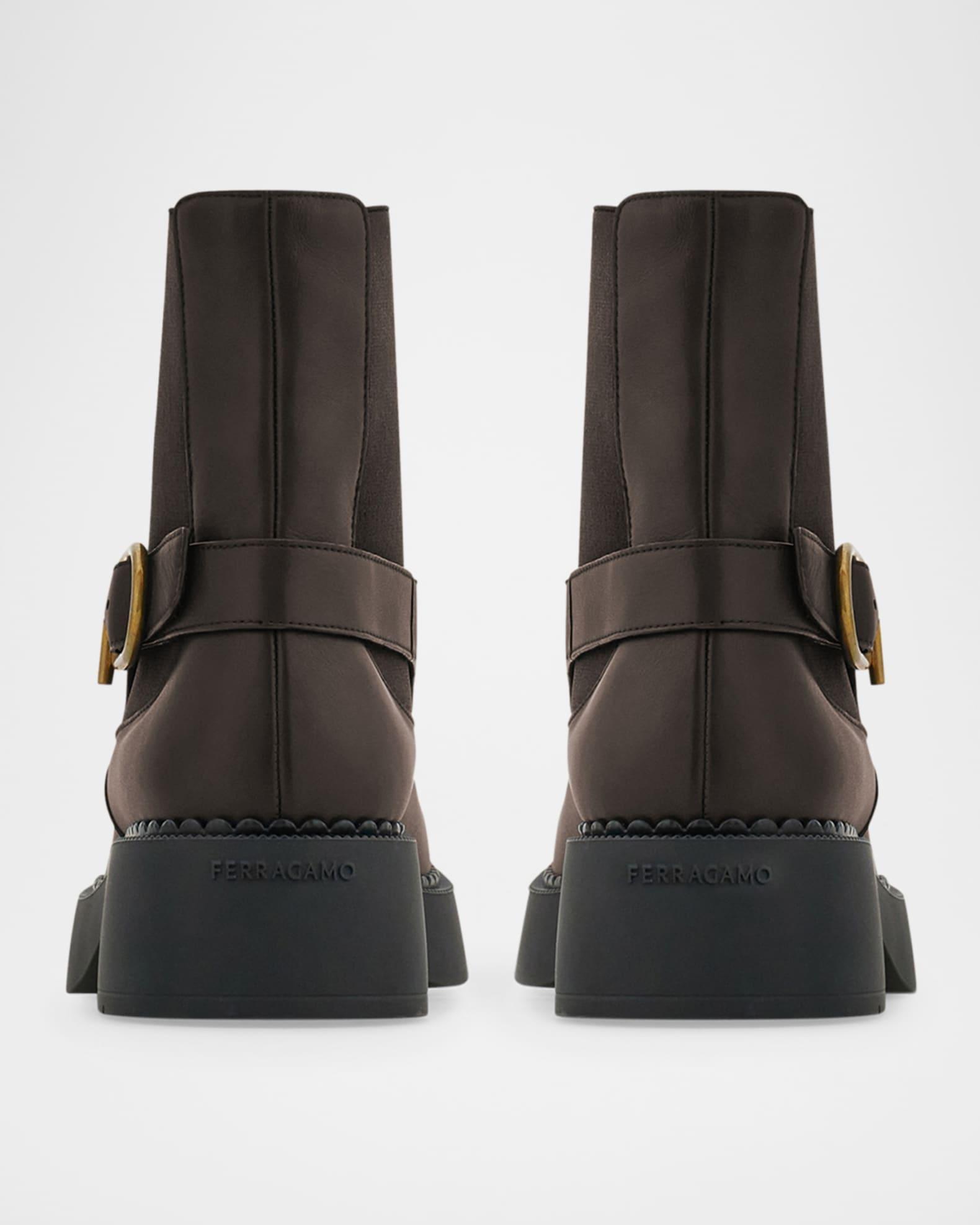 Tie Leather Ankle Booties Product Image