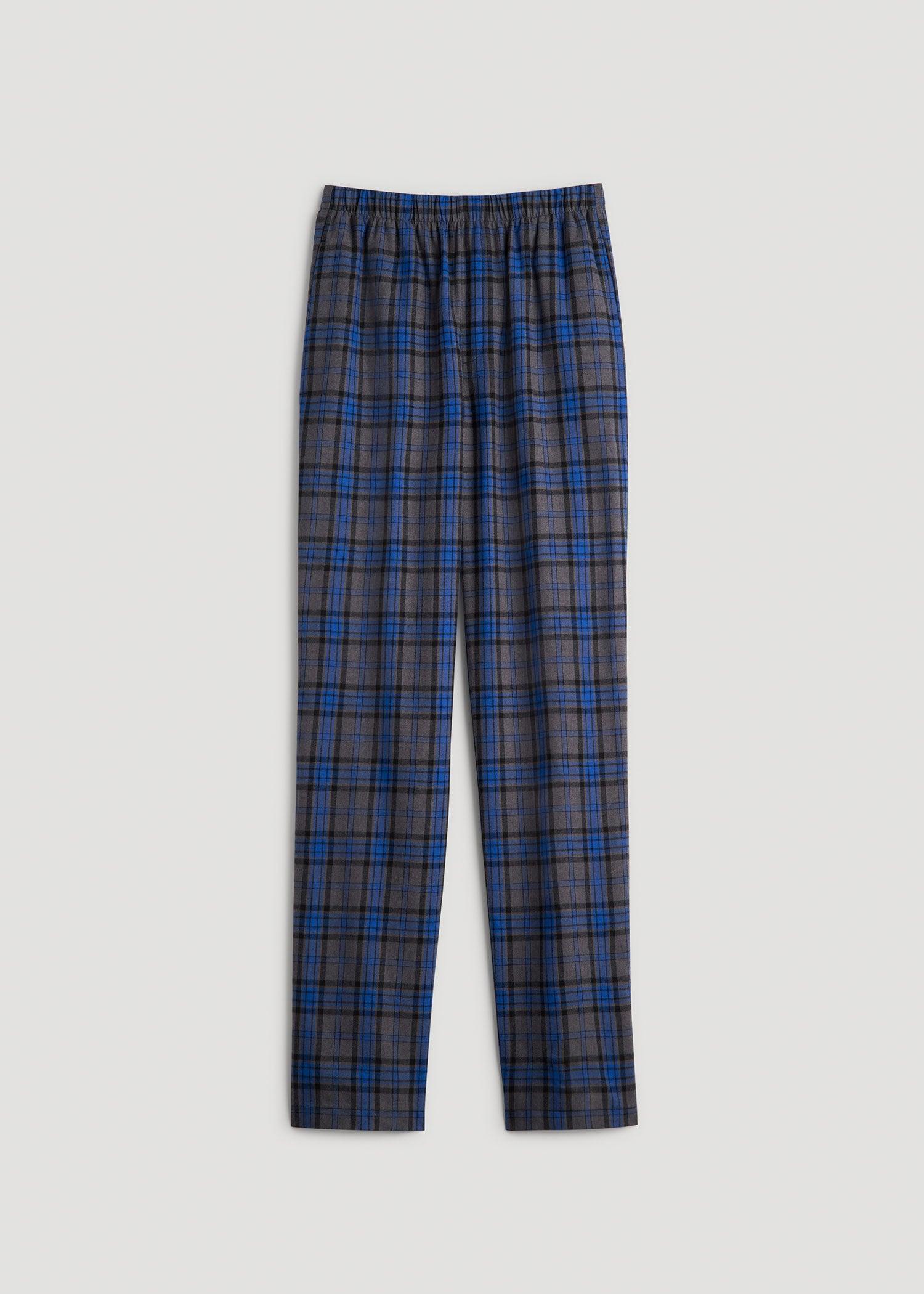 Plaid Pajama Pants for Tall Men in Grey and Cobalt Plaid Product Image