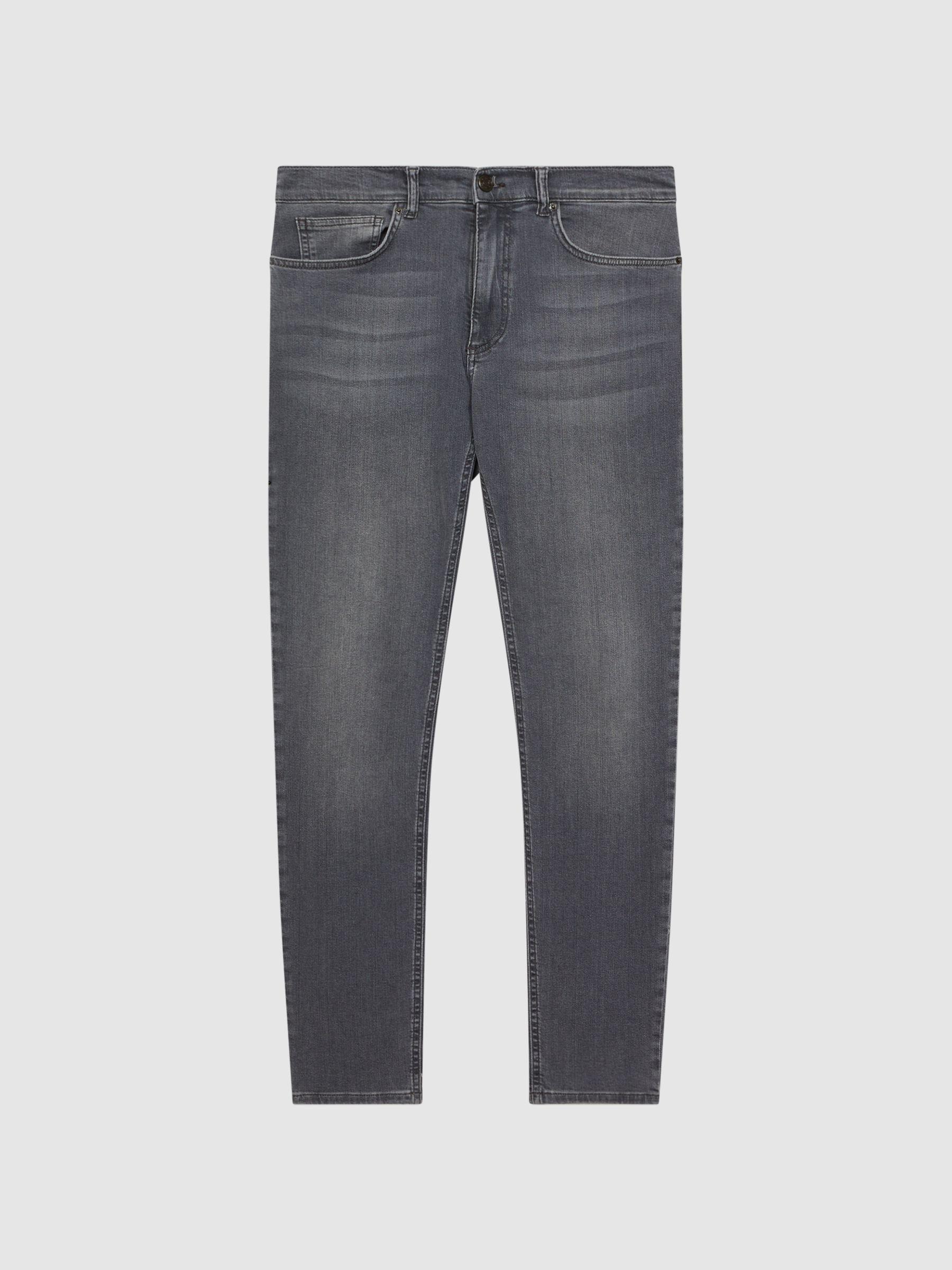 Slim Fit Washed Jeans in Washed Grey Product Image