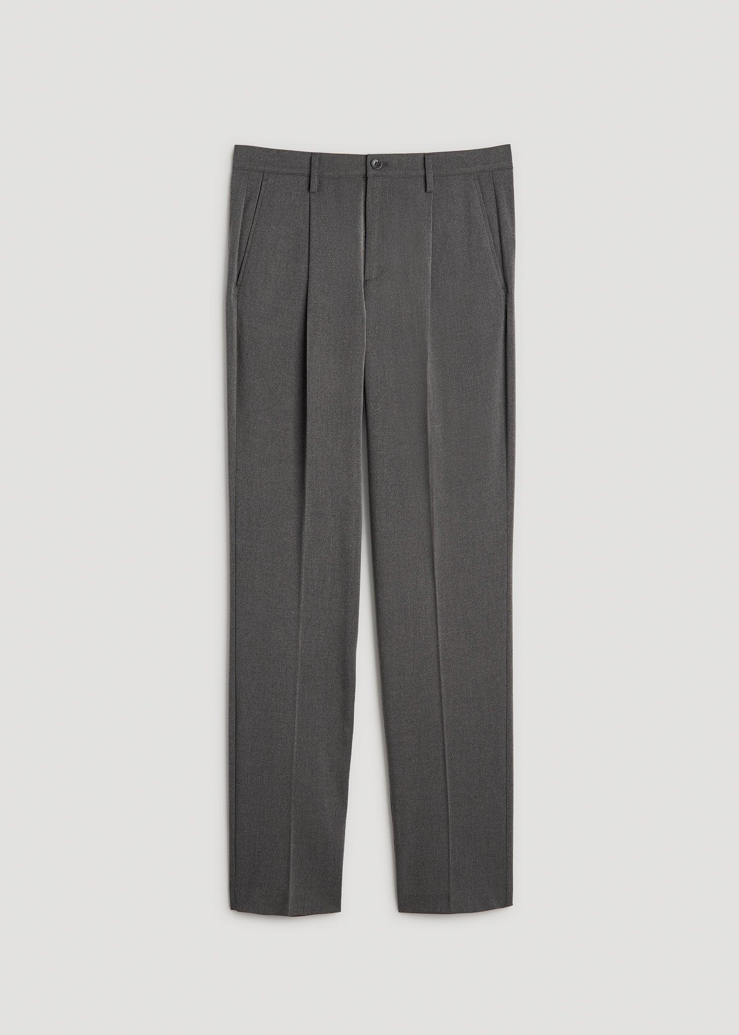 Tall Men's Relaxed Pleated Trouser in Charcoal Mix Product Image