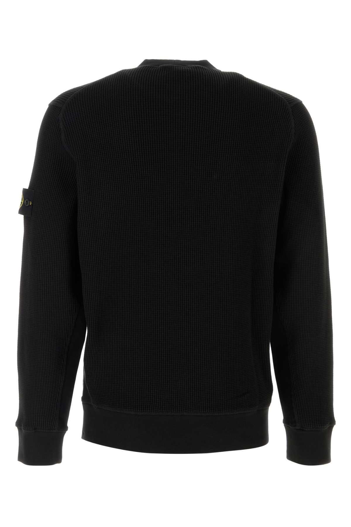 STONE ISLAND Black Cotton Sweatshirt Product Image