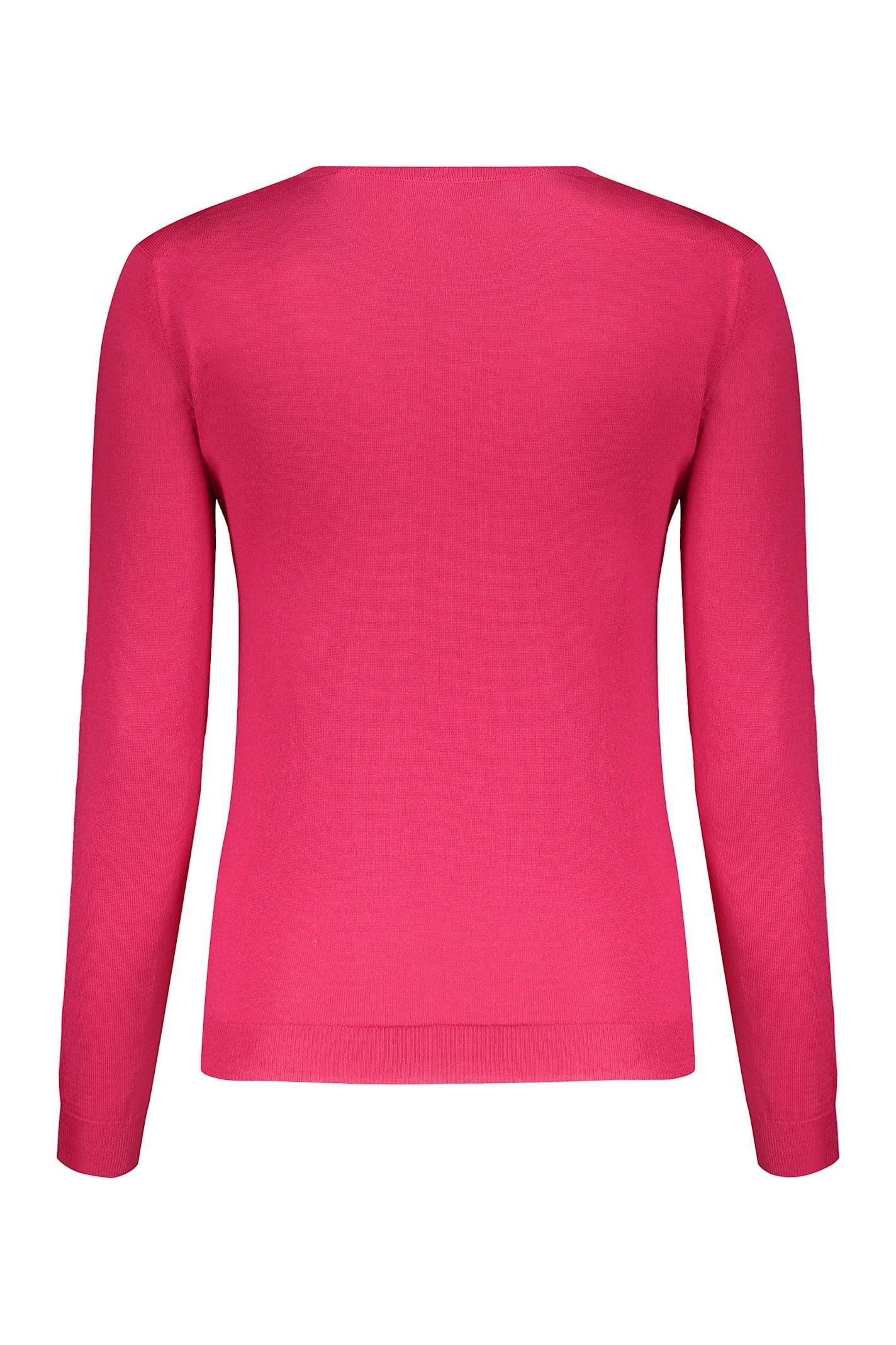 VALENTINO Long Sleeve Crew-neck Sweater In Fuchsia Product Image