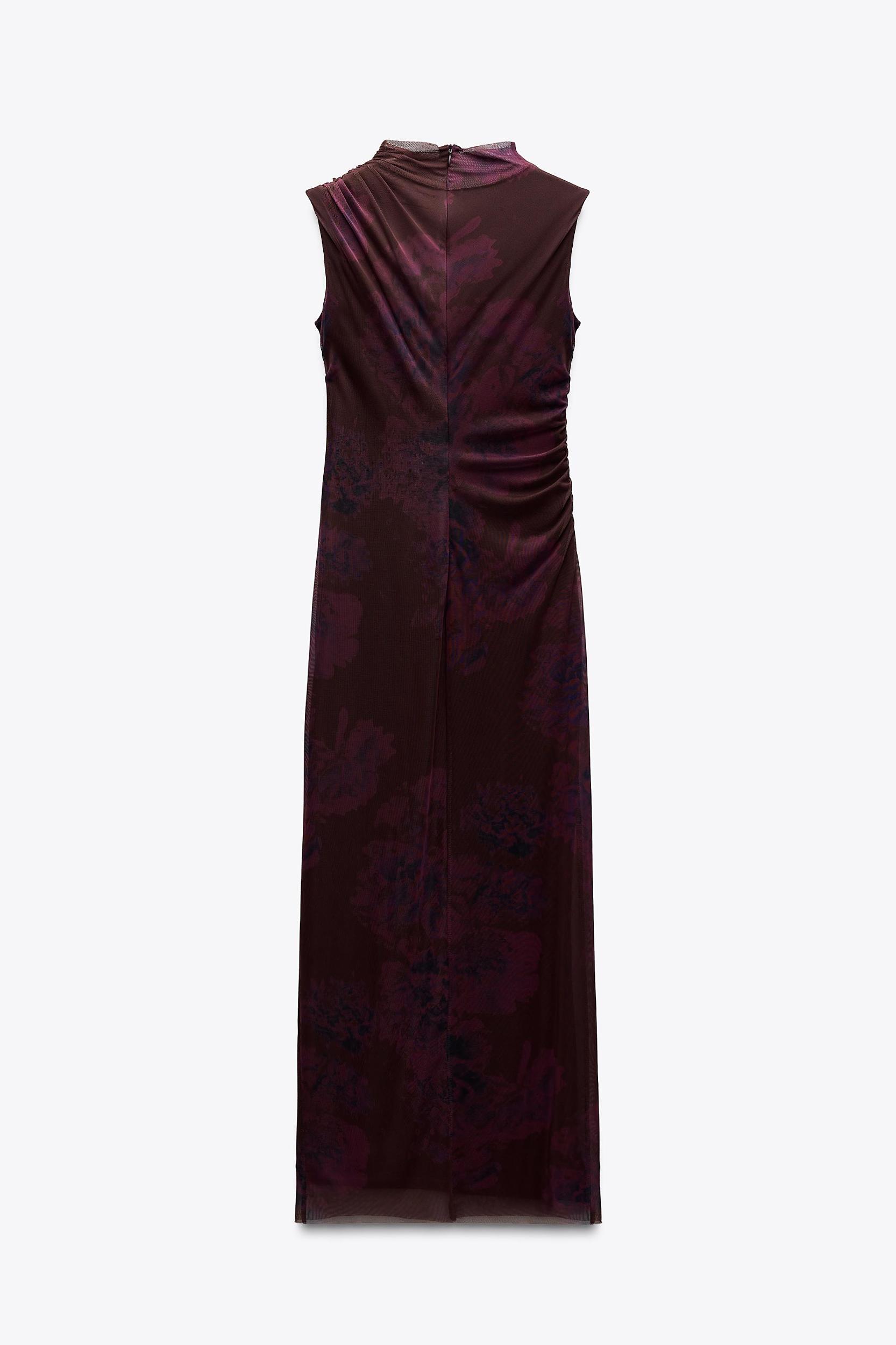 DRAPED PRINTED TULLE DRESS Product Image