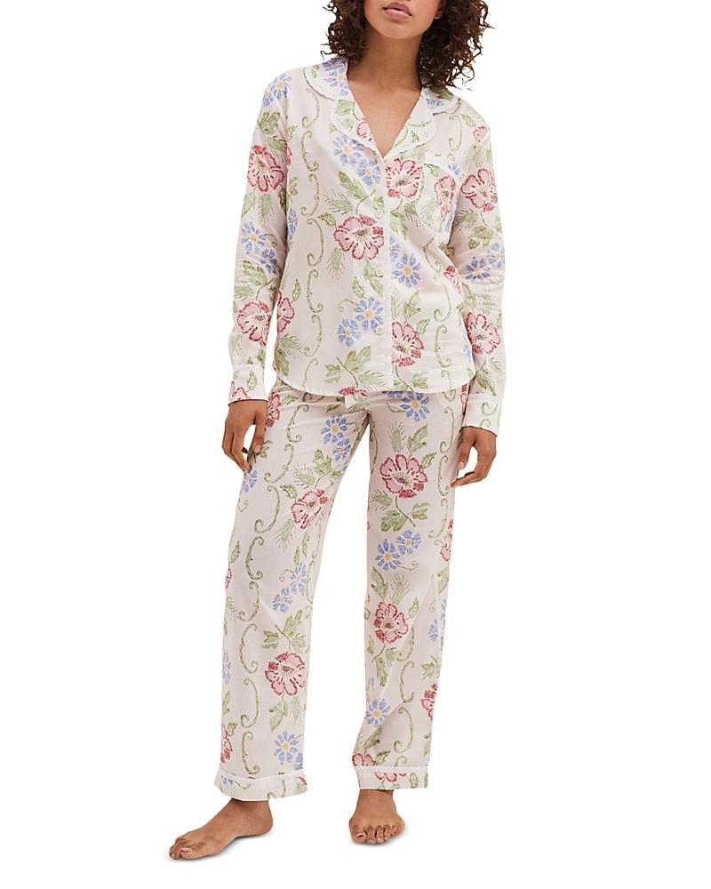 Womens 2-Piece Colorblocked Floral Cotton Pajama Set Product Image