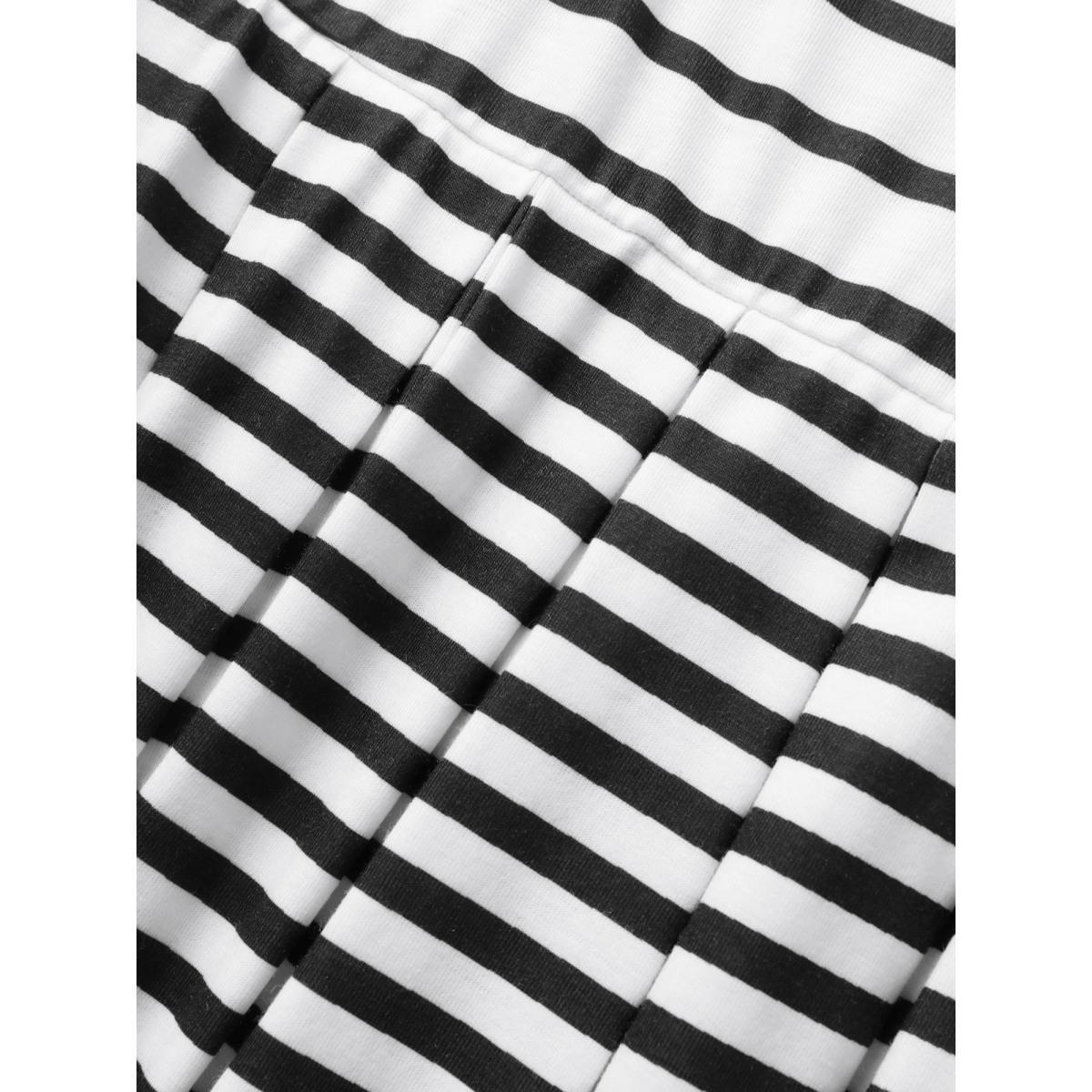 Plus Size Striped Ruffle Layered Hem Tank Midi Dress Black Women Casual Patchwork Square Neck Sleeveless Curvy BloomChic 14-16/1X Product Image