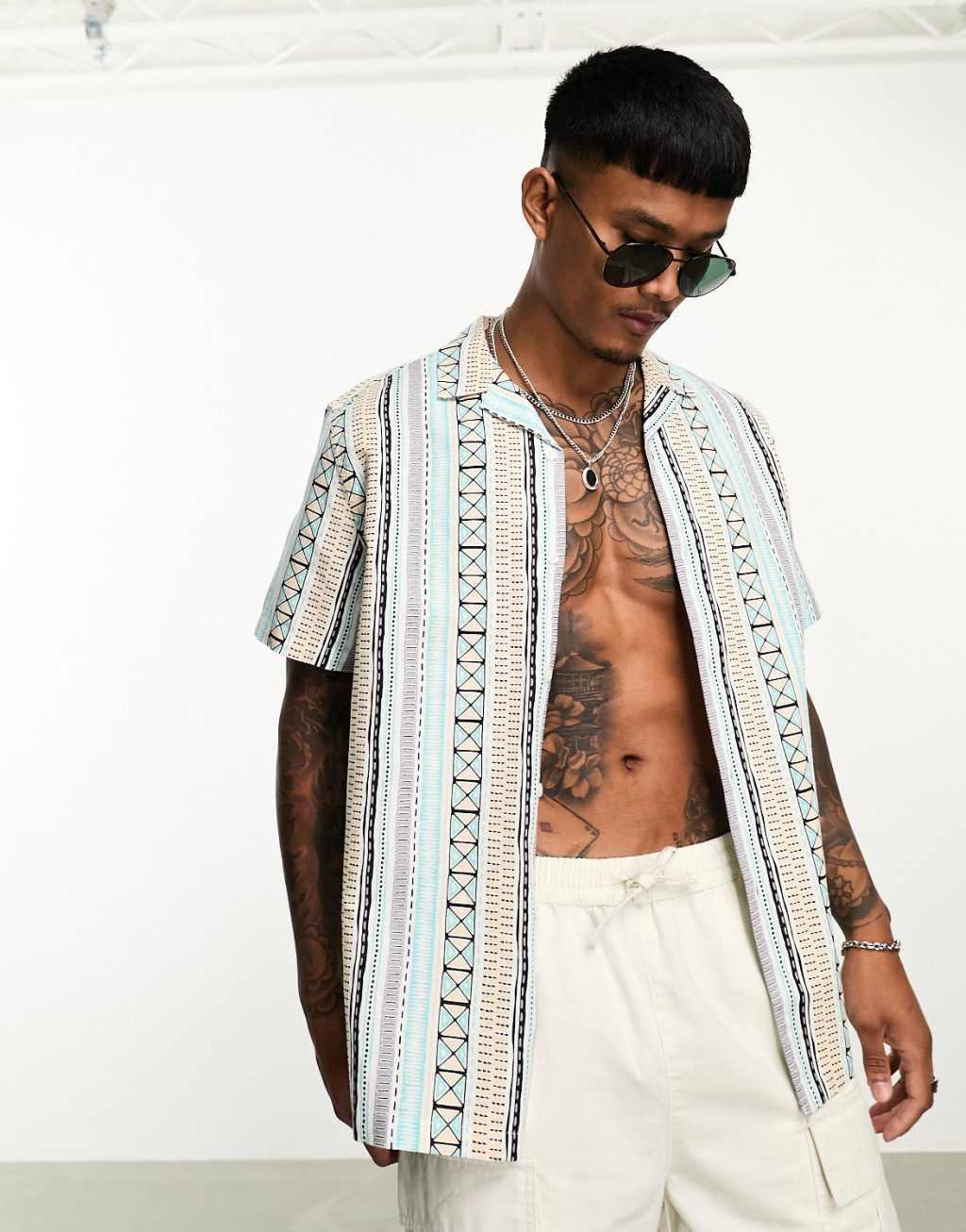 ASOS DESIGN relaxed camp collar linen mix shirt Product Image