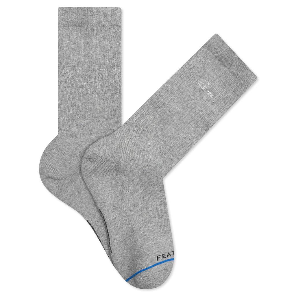 Tonal Script Crew Sock - Heather Grey Male Product Image