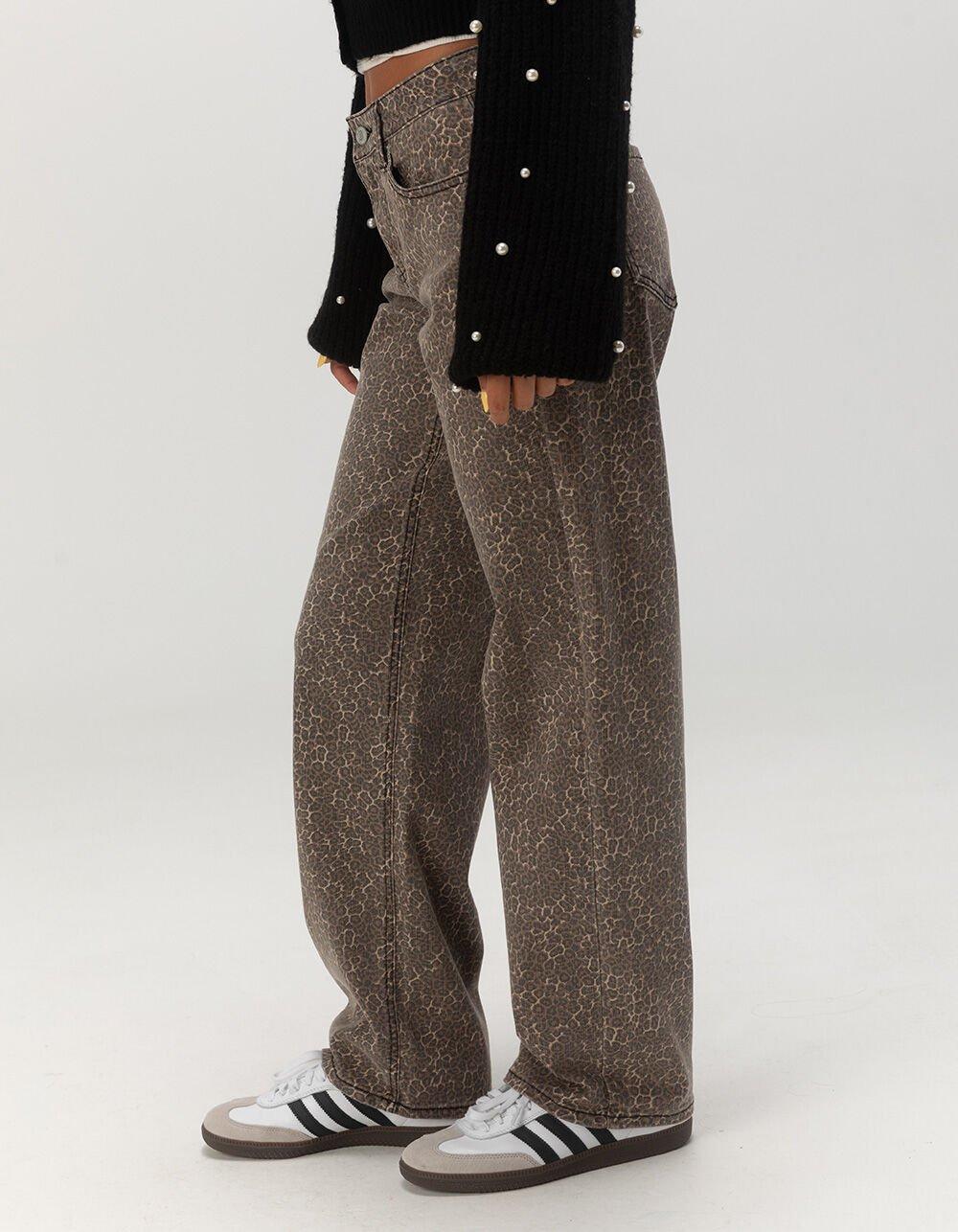 WEST OF MELROSE Leopard Womens Straight Jeans Product Image