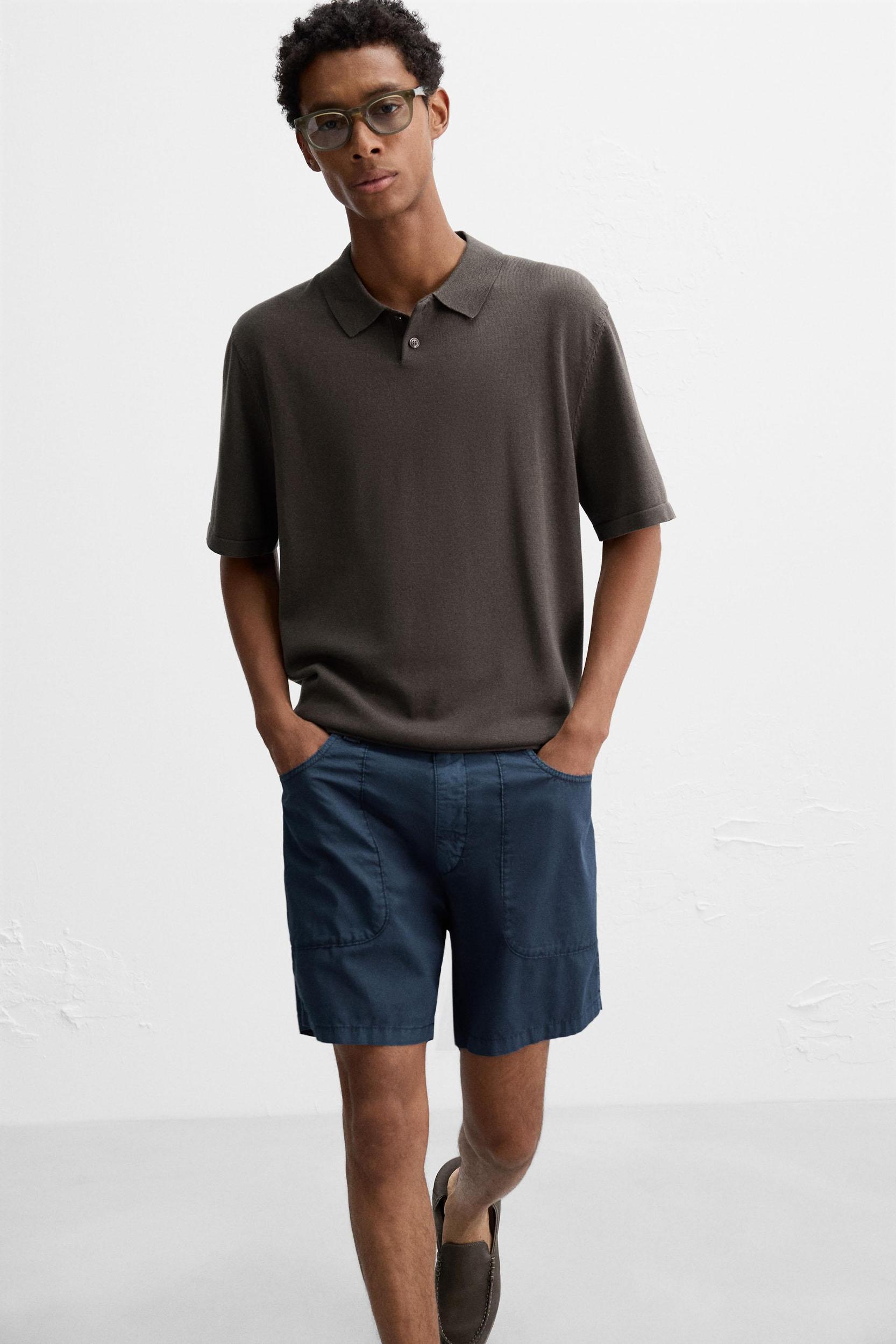COTTON BLEND KNIT POLO SHIRT Product Image