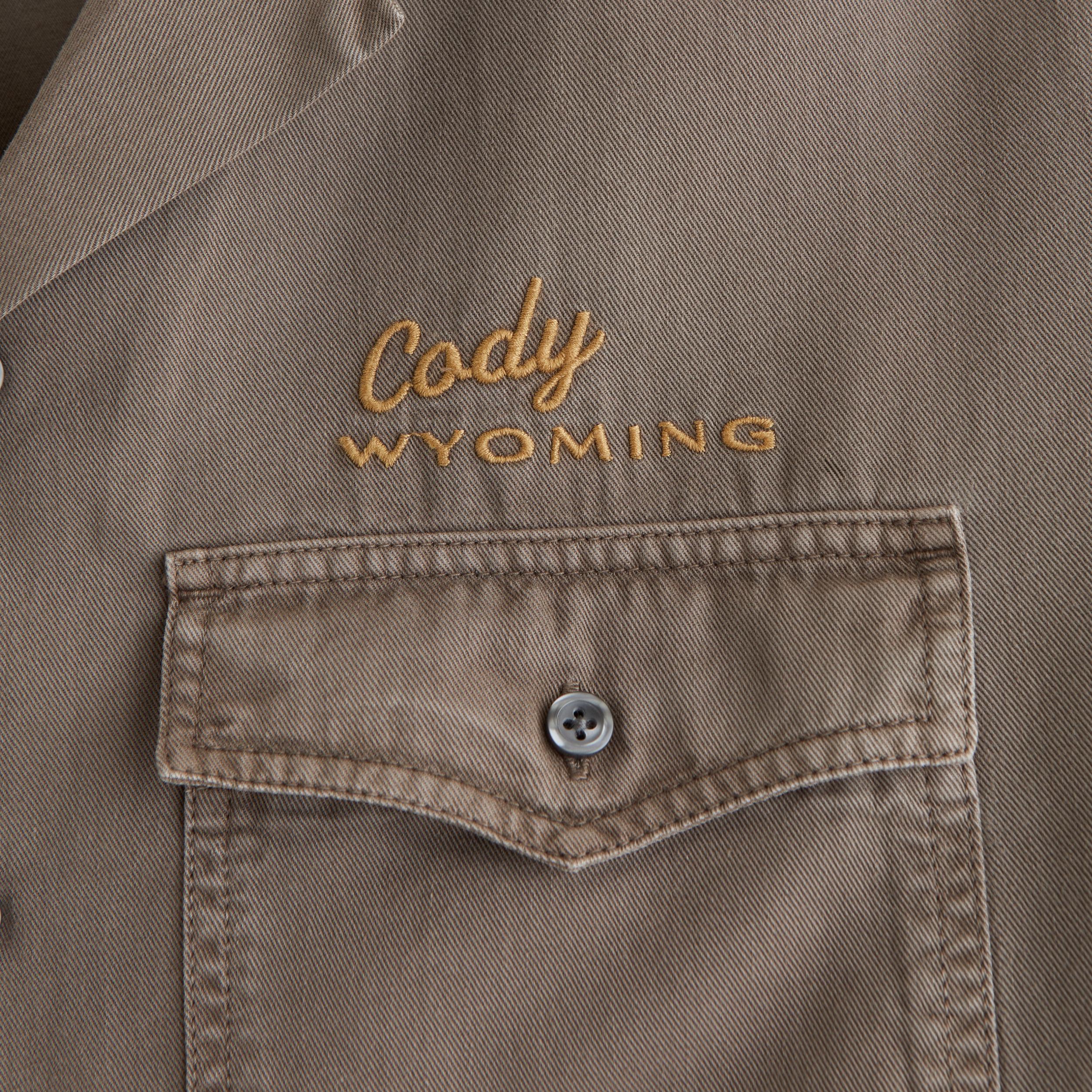 Short-Sleeve Cropped Western Graphic Button-Up Shirt Product Image