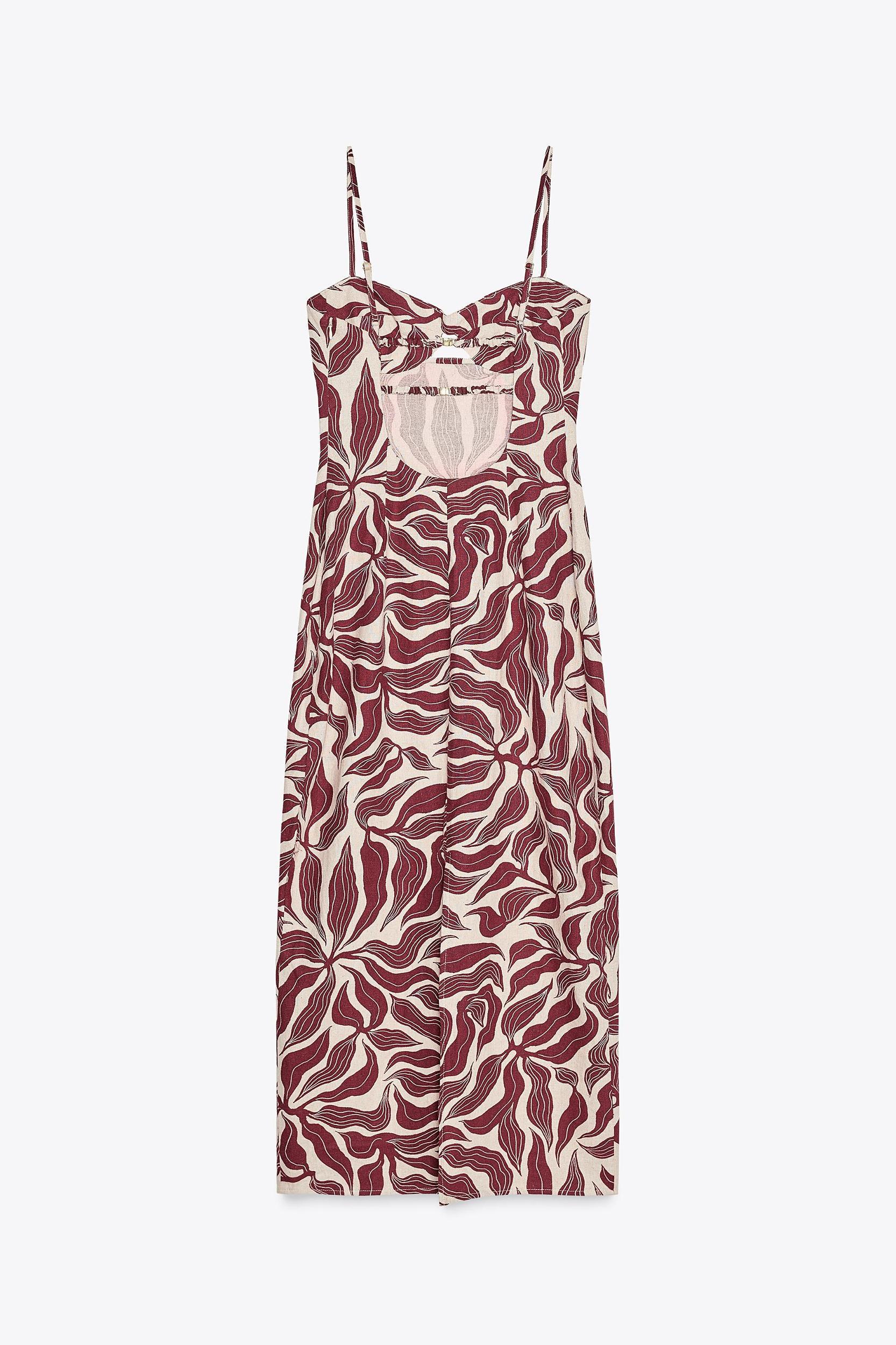 PRINTED RUSTIC LINEN MIDI DRESS Product Image