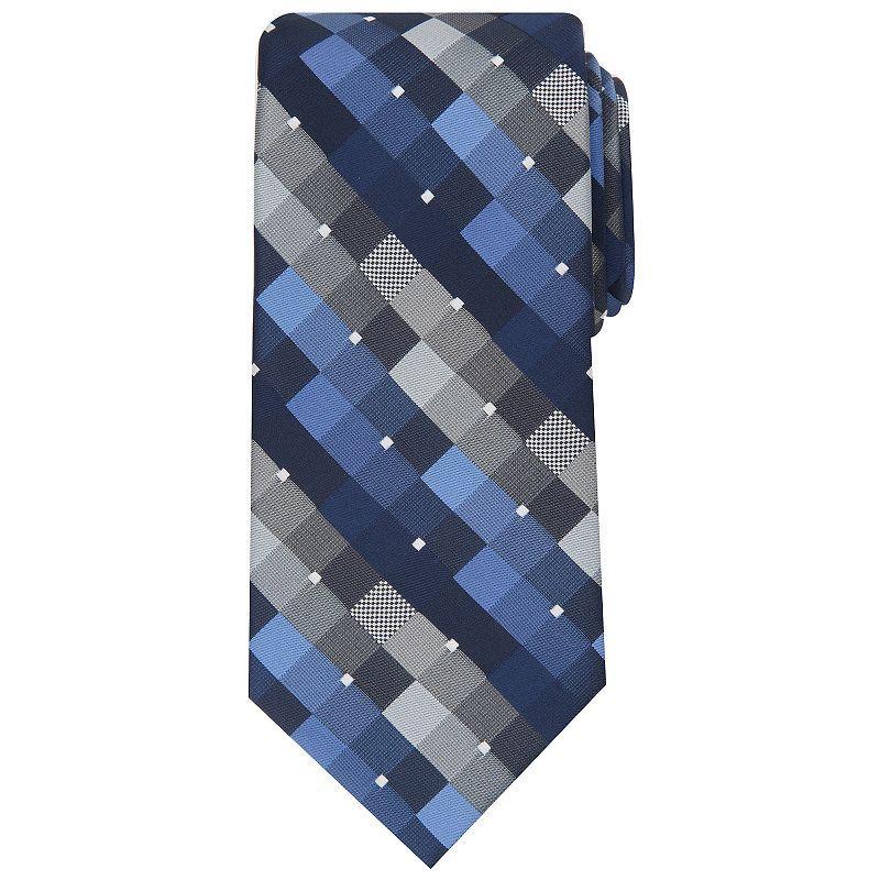 Mens Bespoke Geometric Tie, Blue Alton Product Image