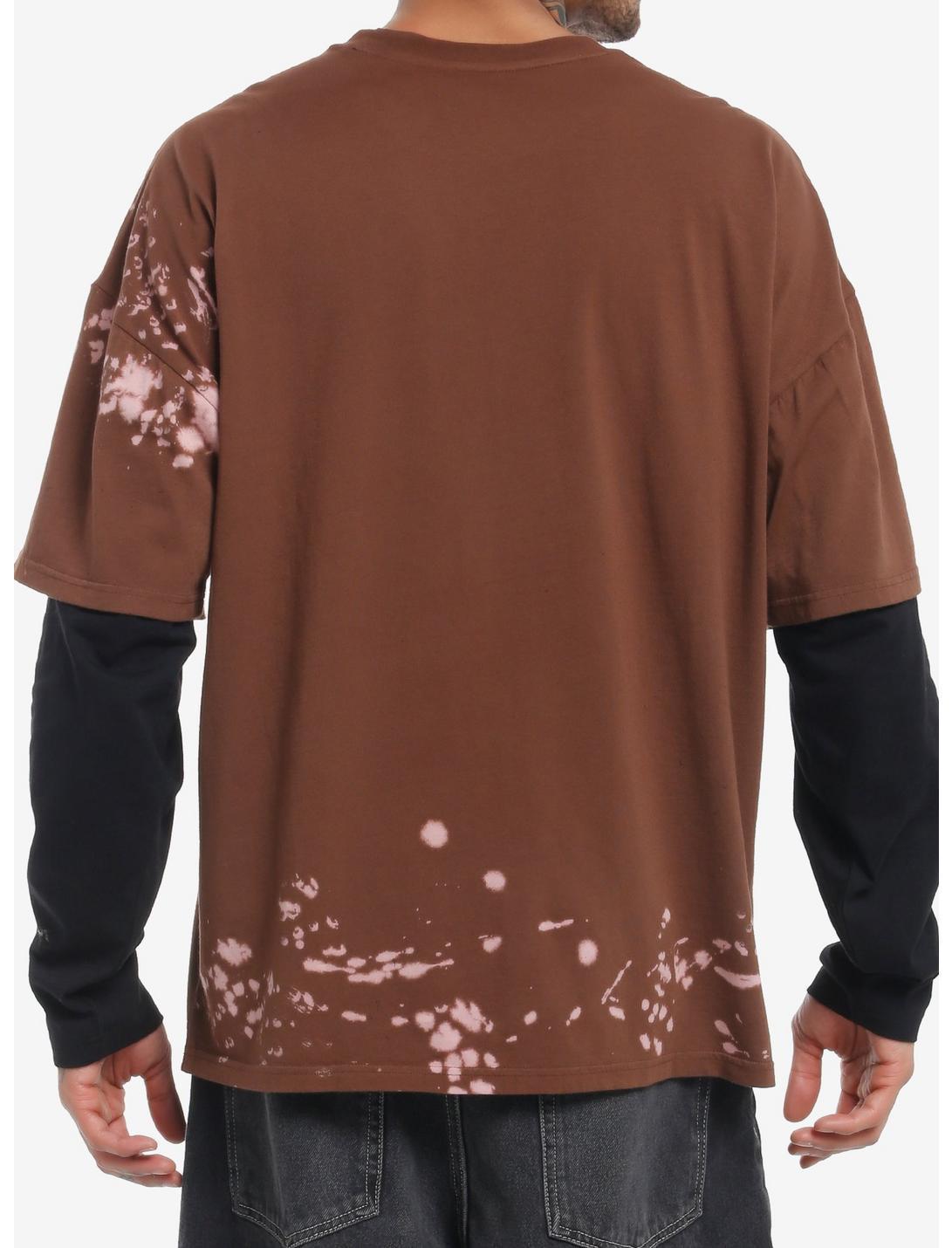 Lost In Misery Brown & Black Twofer Long-Sleeve T-Shirt Product Image