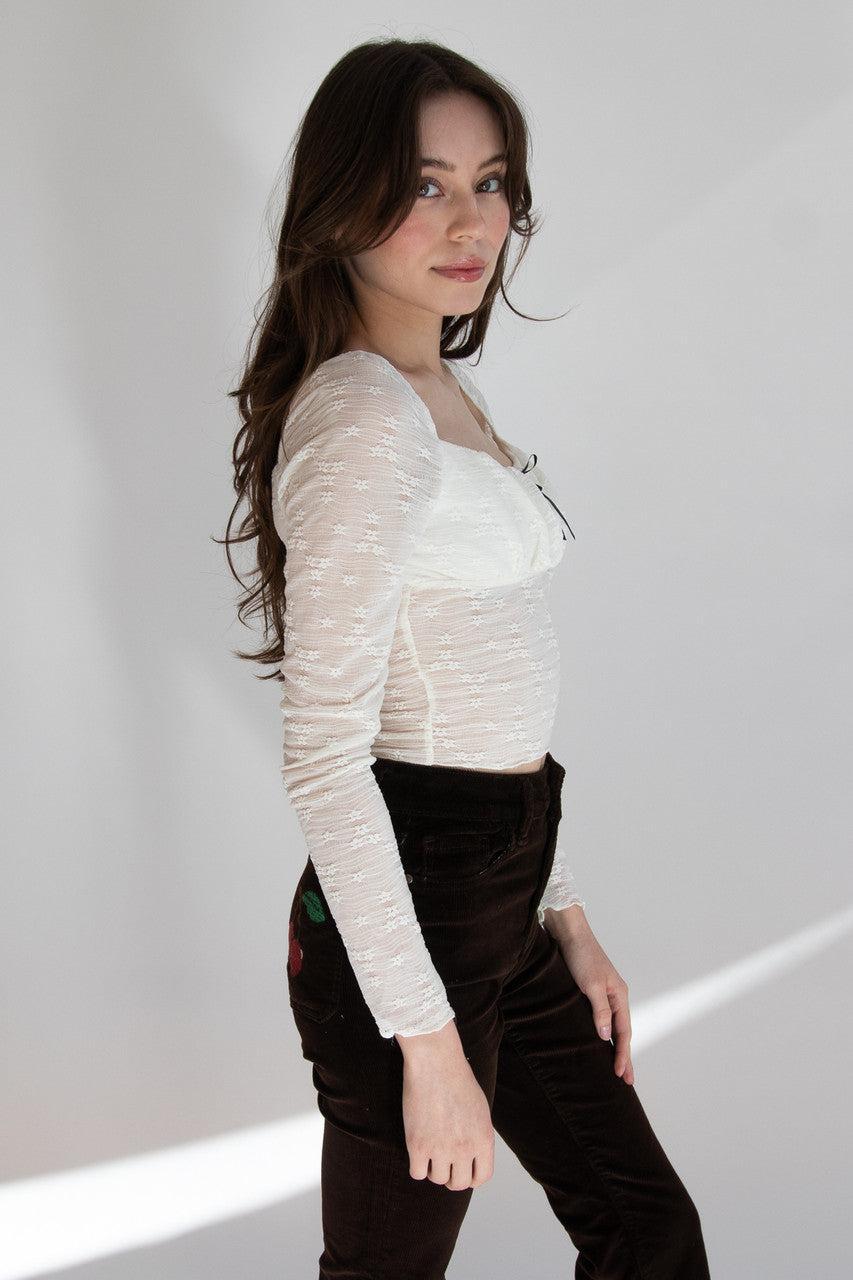 Milkmaid Rosette Bow Long Sleeve Top Product Image