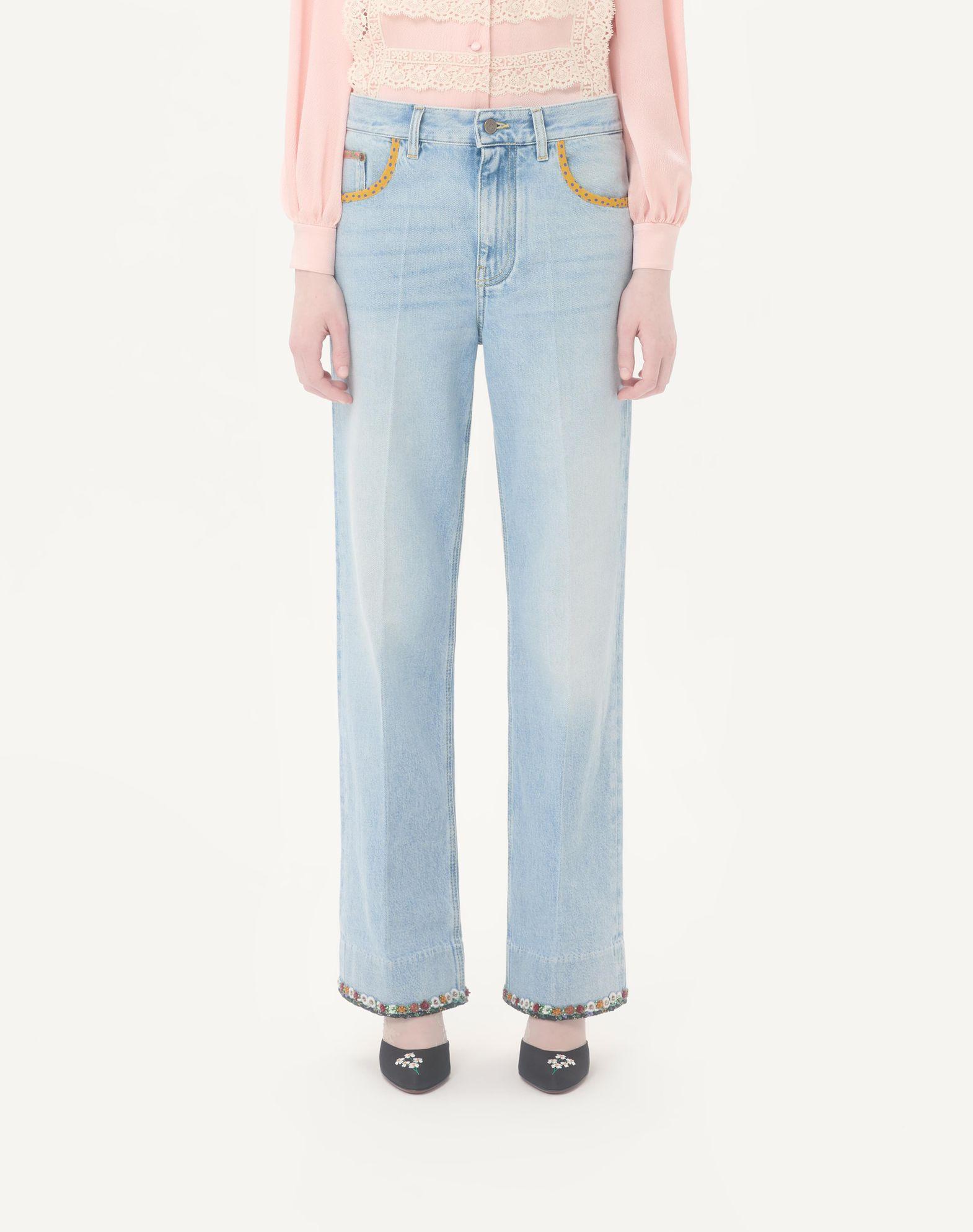 Embroidered Denim Pants Product Image