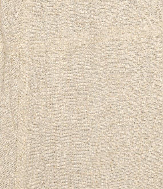 Multiples Textured Slub Woven Straight Leg Elastic Drawstring Waist Pull-On Pants Product Image