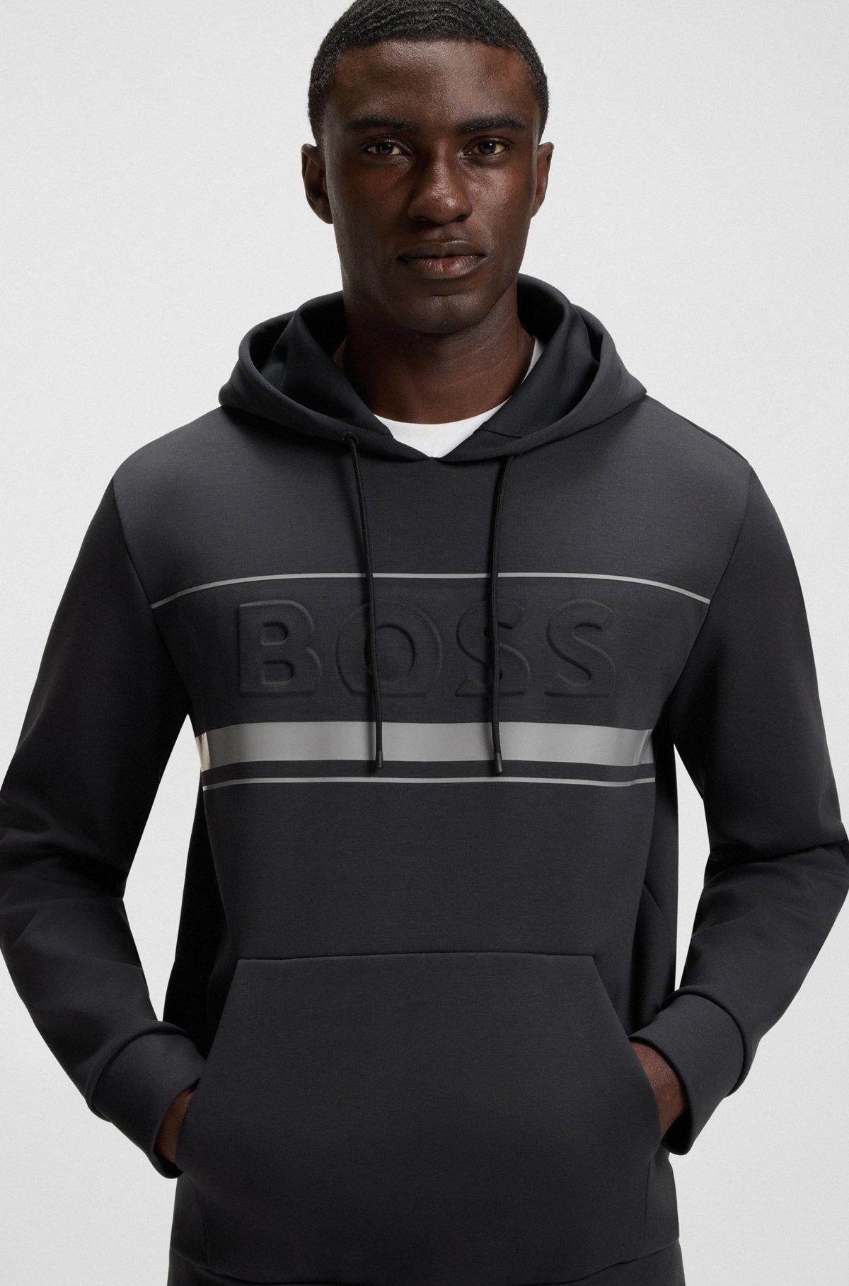 BOSS - Hoodie with stripe details - Dark Blue Product Image