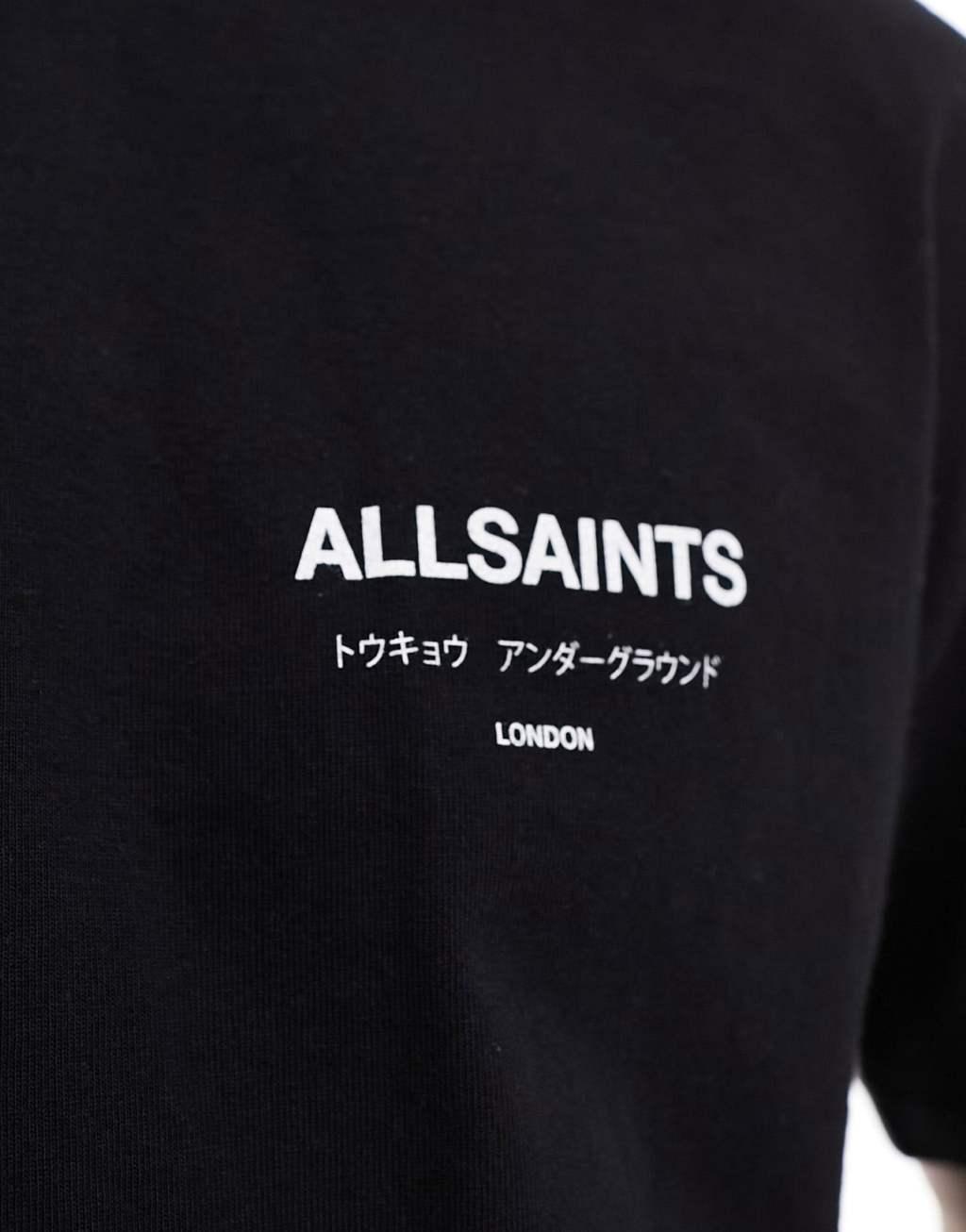 AllSaints Underground oversized t-shirt in black Product Image