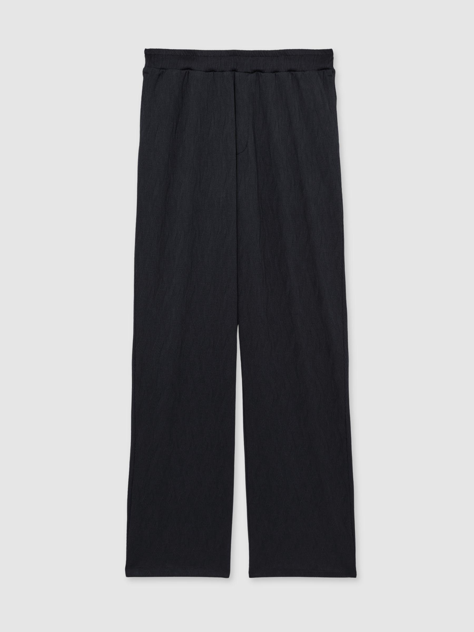 Wave-Jacquard Drawstring Trousers in Navy Product Image