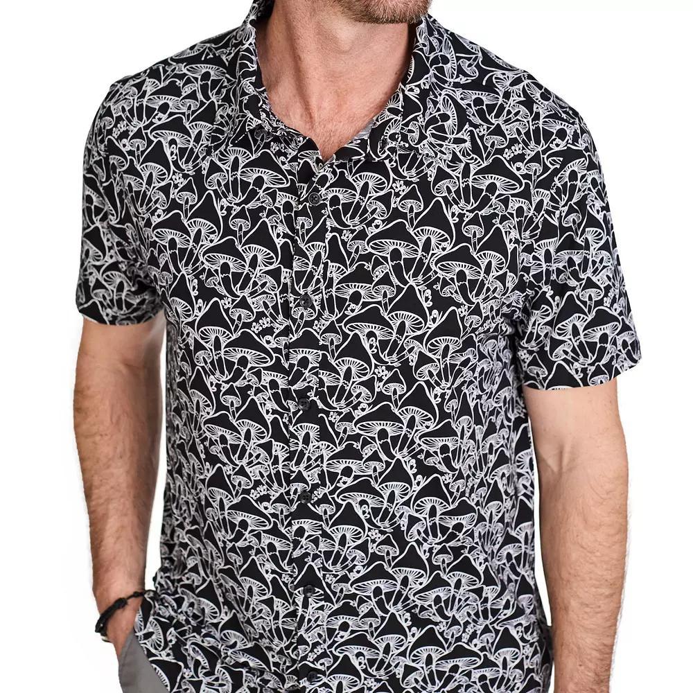 Men's WEARFIRST Short Sleeve Jersey Button Front Shirt, Size: Large, White Beer Print Product Image