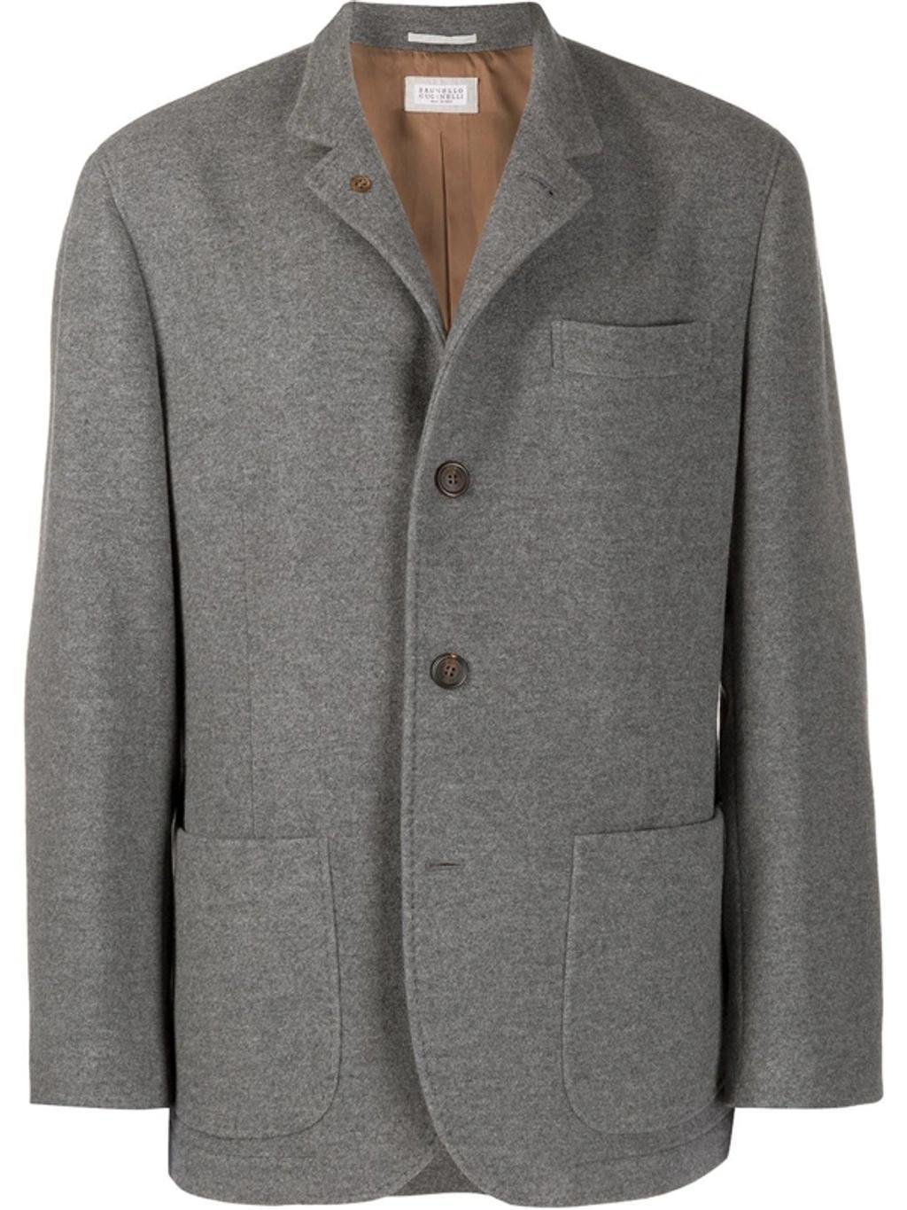 BRUNELLO CUCINELLI Boxy Fit Button Down Jacket In Grigio Product Image