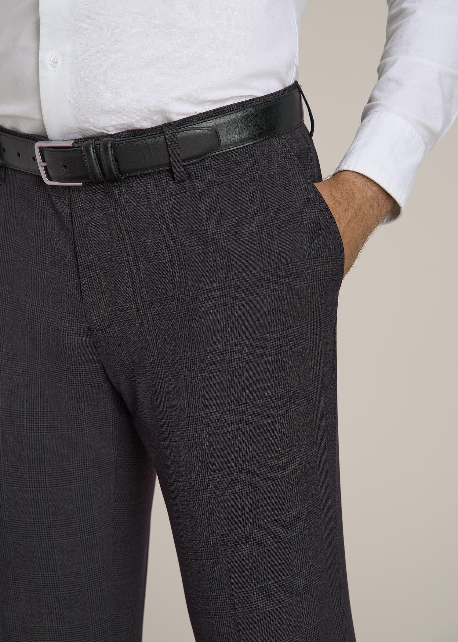 Suit Trousers for Tall Men in Charcoal Plaid Product Image