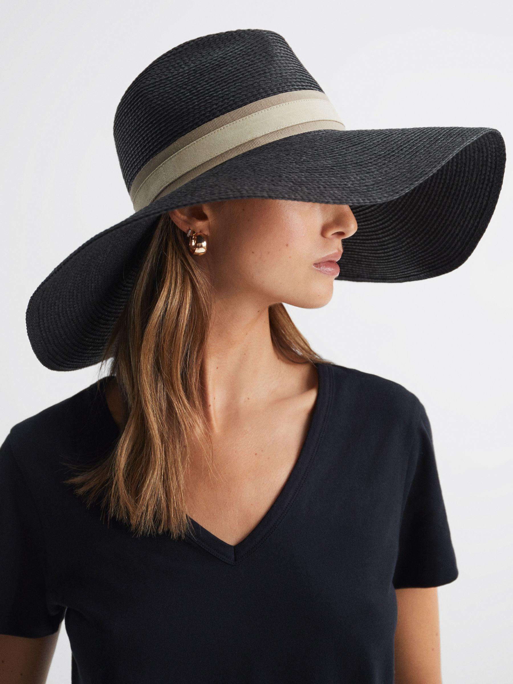 Raffia Wide Brim Sun Hat in Black Product Image