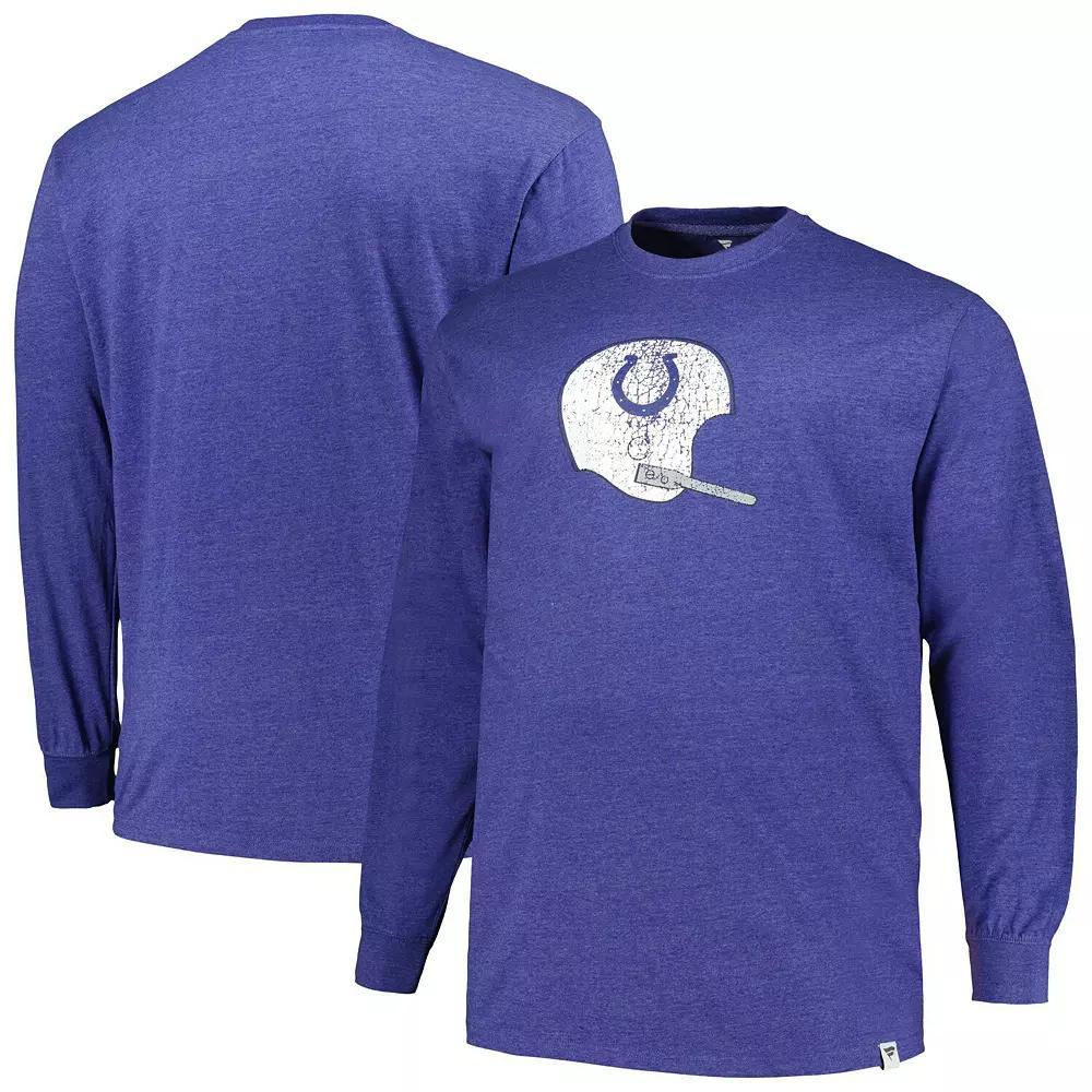 Men's Profile  Heather Royal Indianapolis Colts Big & Tall Throwback Long Sleeve T-Shirt, Size: 3XB, Blue Product Image