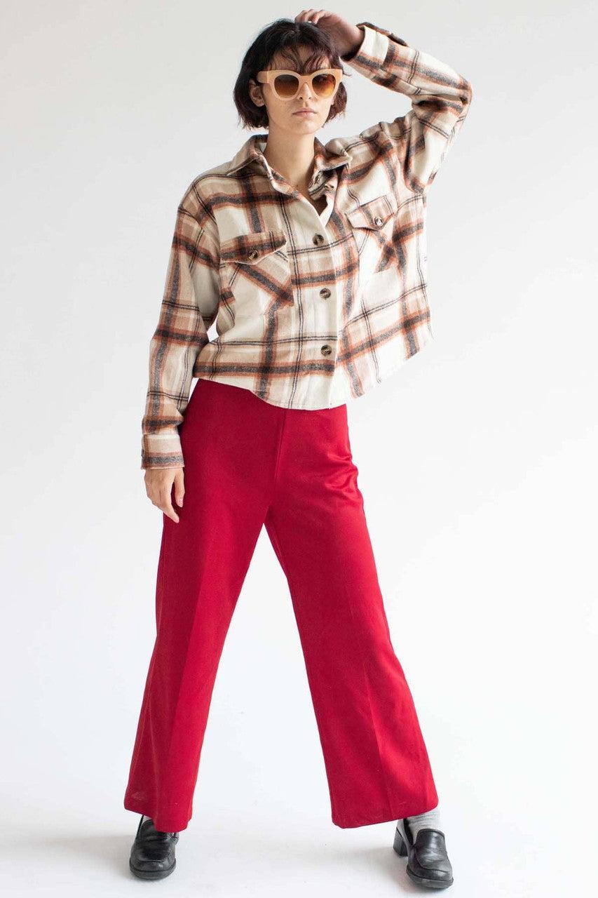 Oversized Rust Brushed Plaid Jacket Product Image