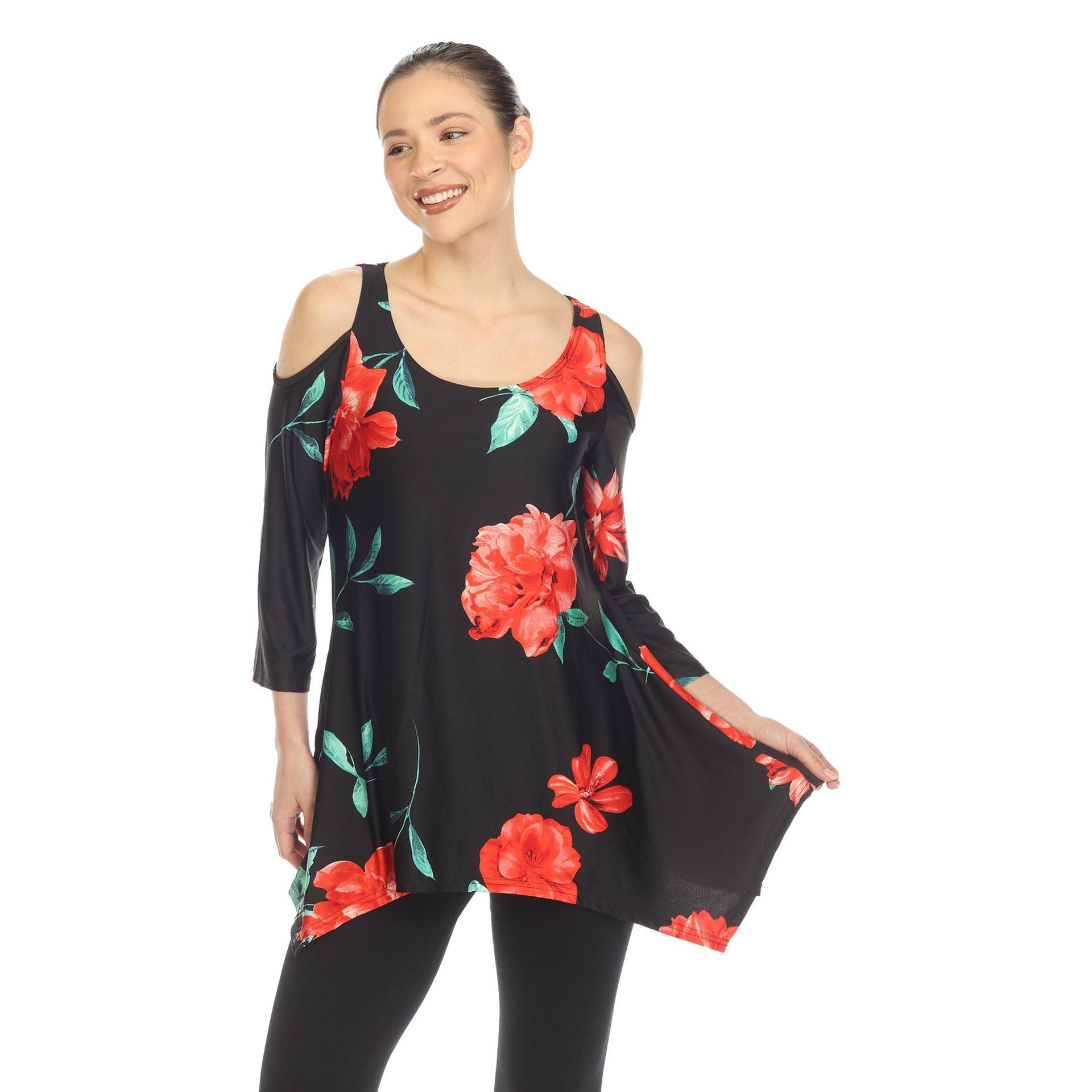 Floral Printed Cold Shoulder Tunic Product Image