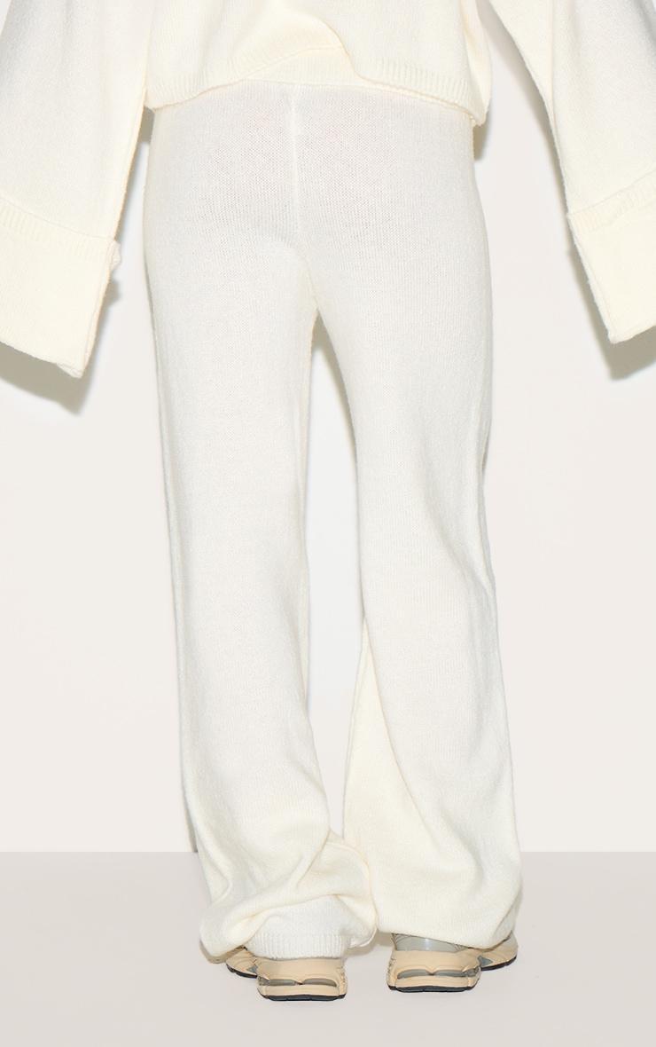 Petite Cream Knitted Fold Over Flare Pants Product Image