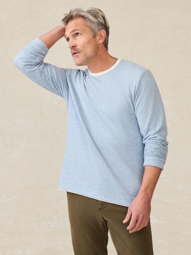 Cloud Reversible Crew - Ivory Heather Light Blue Heather Product Image