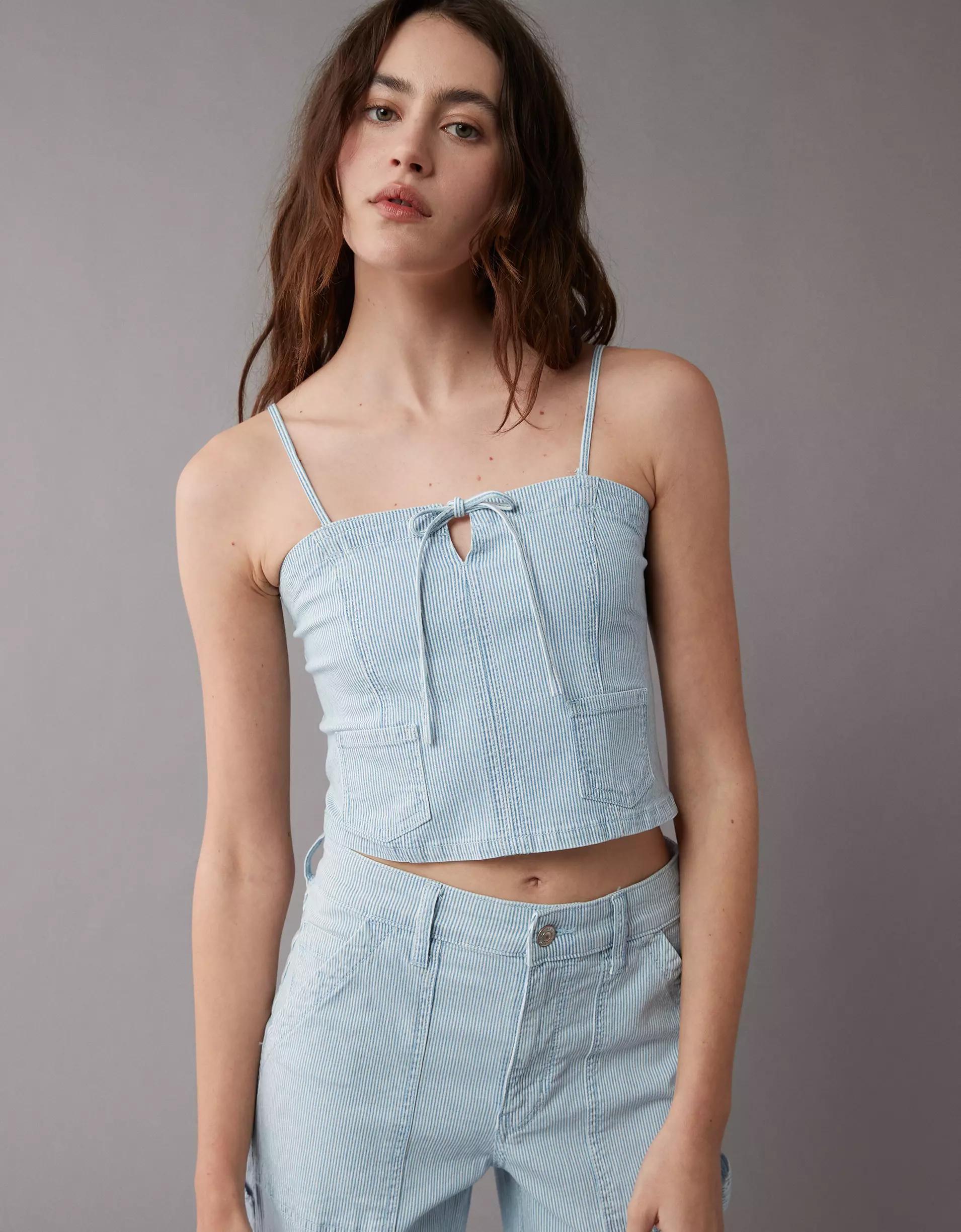AE Cropped Railroad Denim Top Product Image