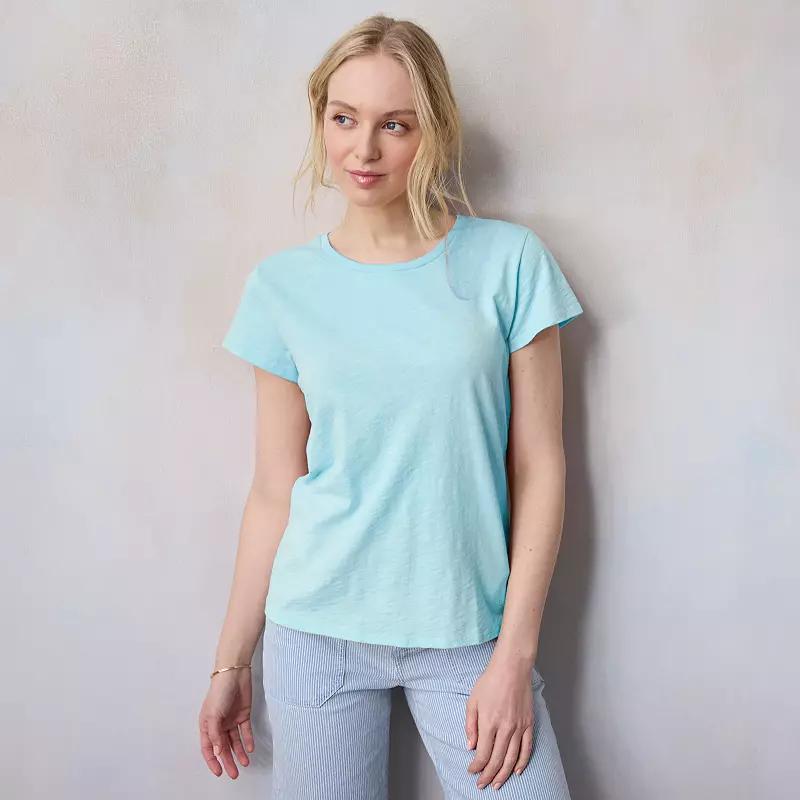 Womens LC Lauren Conrad Short Sleeve Tee Grey White Product Image