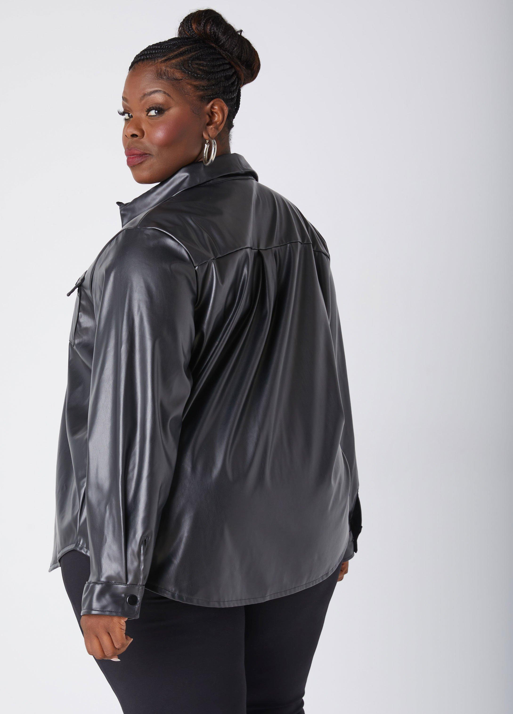 Plus Size Faux Leather Shacket Ashley Stewart Product Image