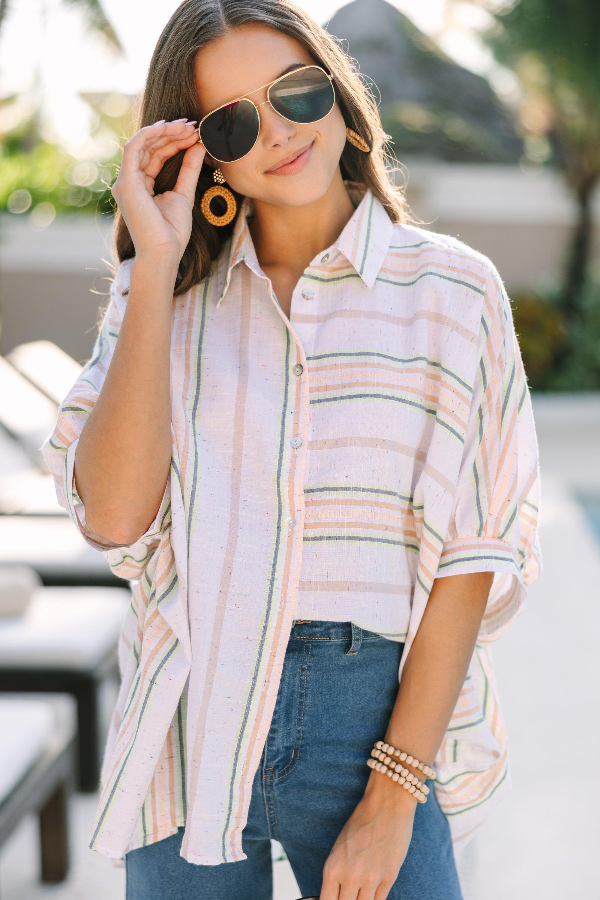 Nothing Left To Say White Striped Blouse Female Product Image